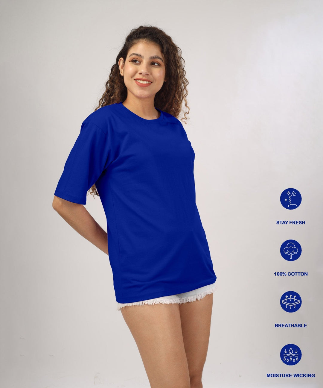 Womens Oversized Royal Blue Tshirt