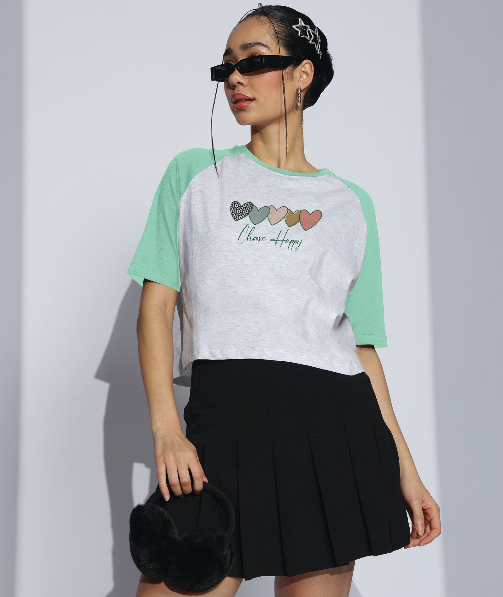 Womens Crop Top with Raglan Sleeve