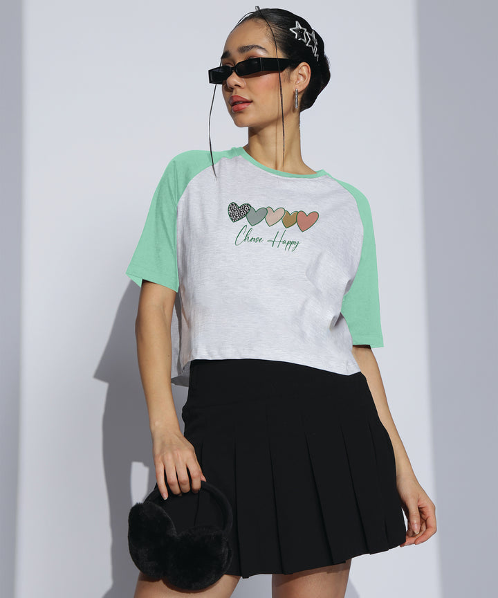 Womens Crop Top with Raglan Sleeve