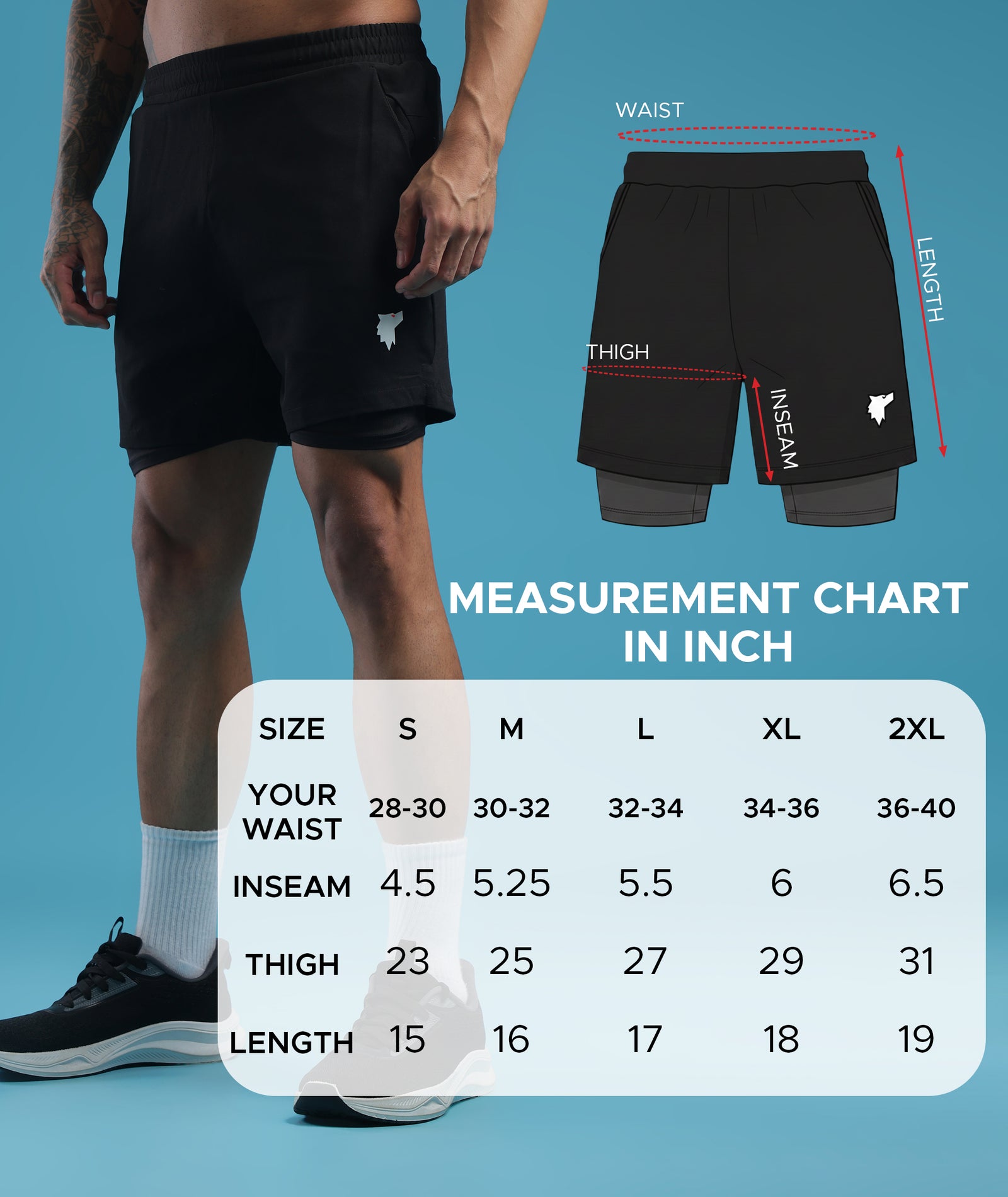 Mens Dual Layer Activewear Shorts | Pack of 1