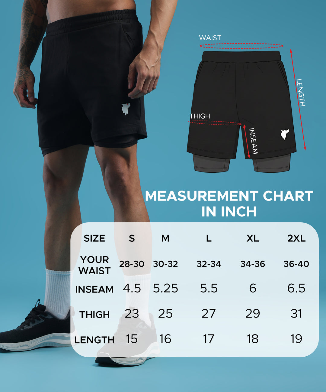 Mens Dual Layer Activewear Shorts | Pack of 1