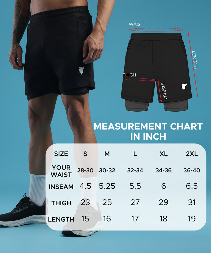 Mens Dual Layer Activewear Shorts | Pack of 1