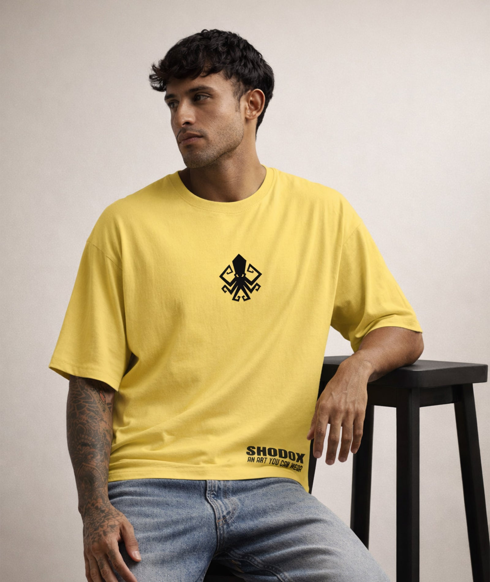 Mens Cotton Oversized Graphic T-Shirt | Front & Back Print