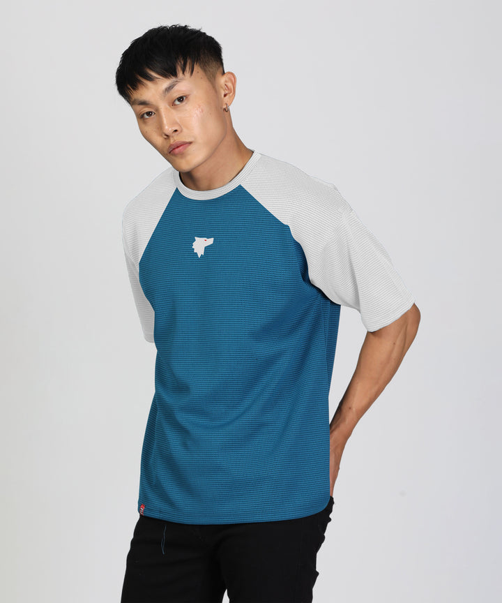 Mens Oversized Dotted T-Shirt | Blue