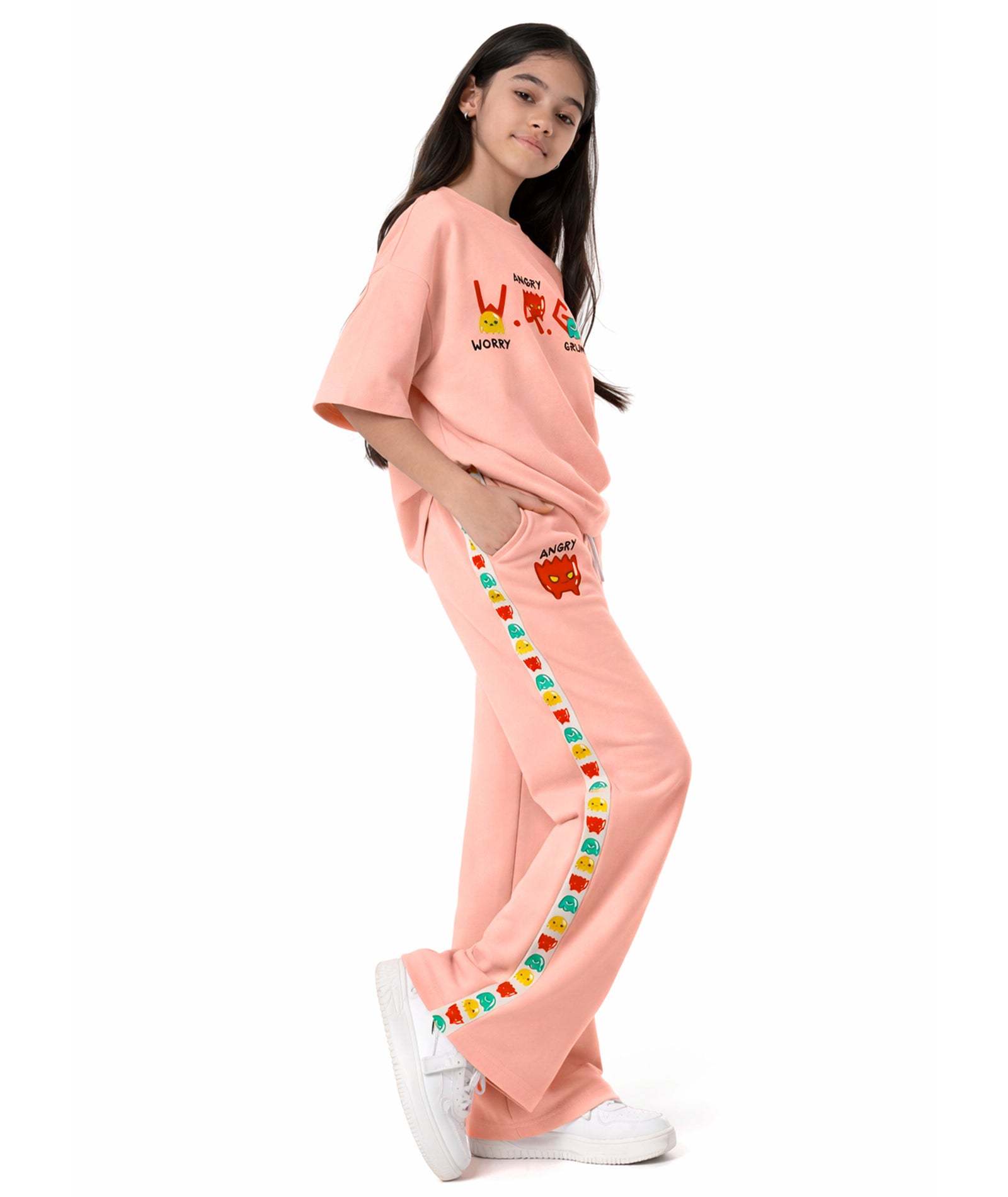 Girls Trendy Printed  Co-Ord Set | Regular Fit