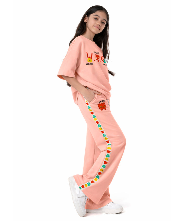 Girls Trendy Printed  Co-Ord Set | Regular Fit