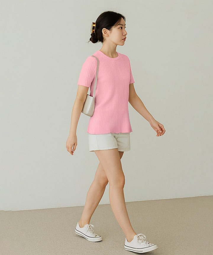 Womens Poly cotton Half Sleeve Solid T-Shirt