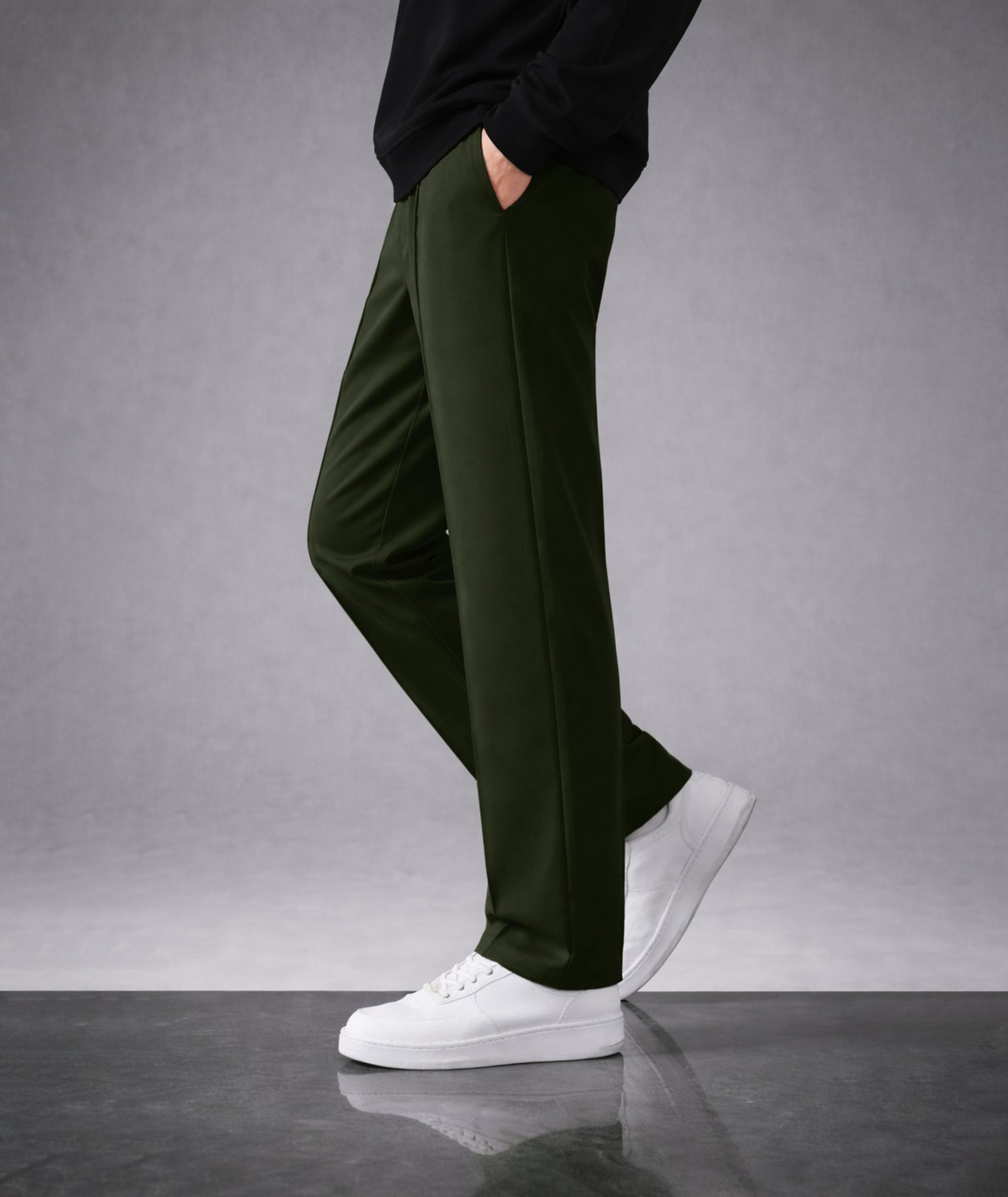 Mens Relaxed Fit Track Pants with Pockets | Olive