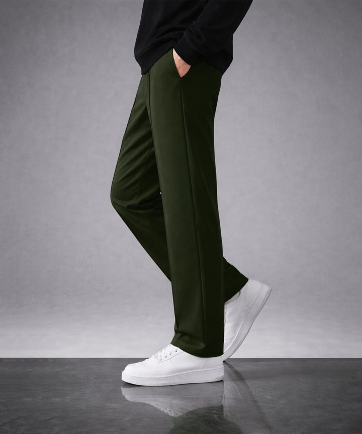 Mens Relaxed Fit Track Pants with Pockets | Olive