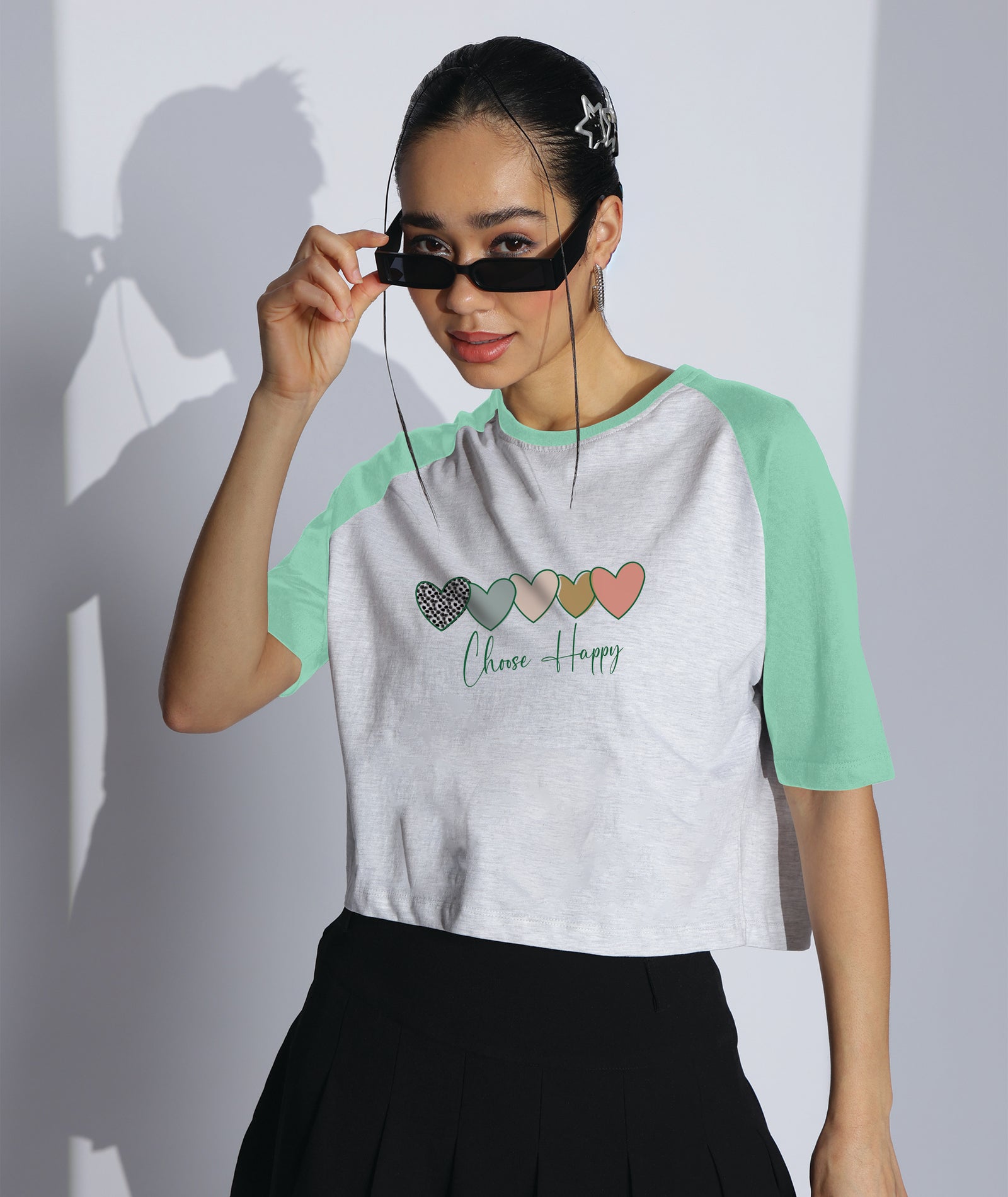 Womens Crop Top with Raglan Sleeve