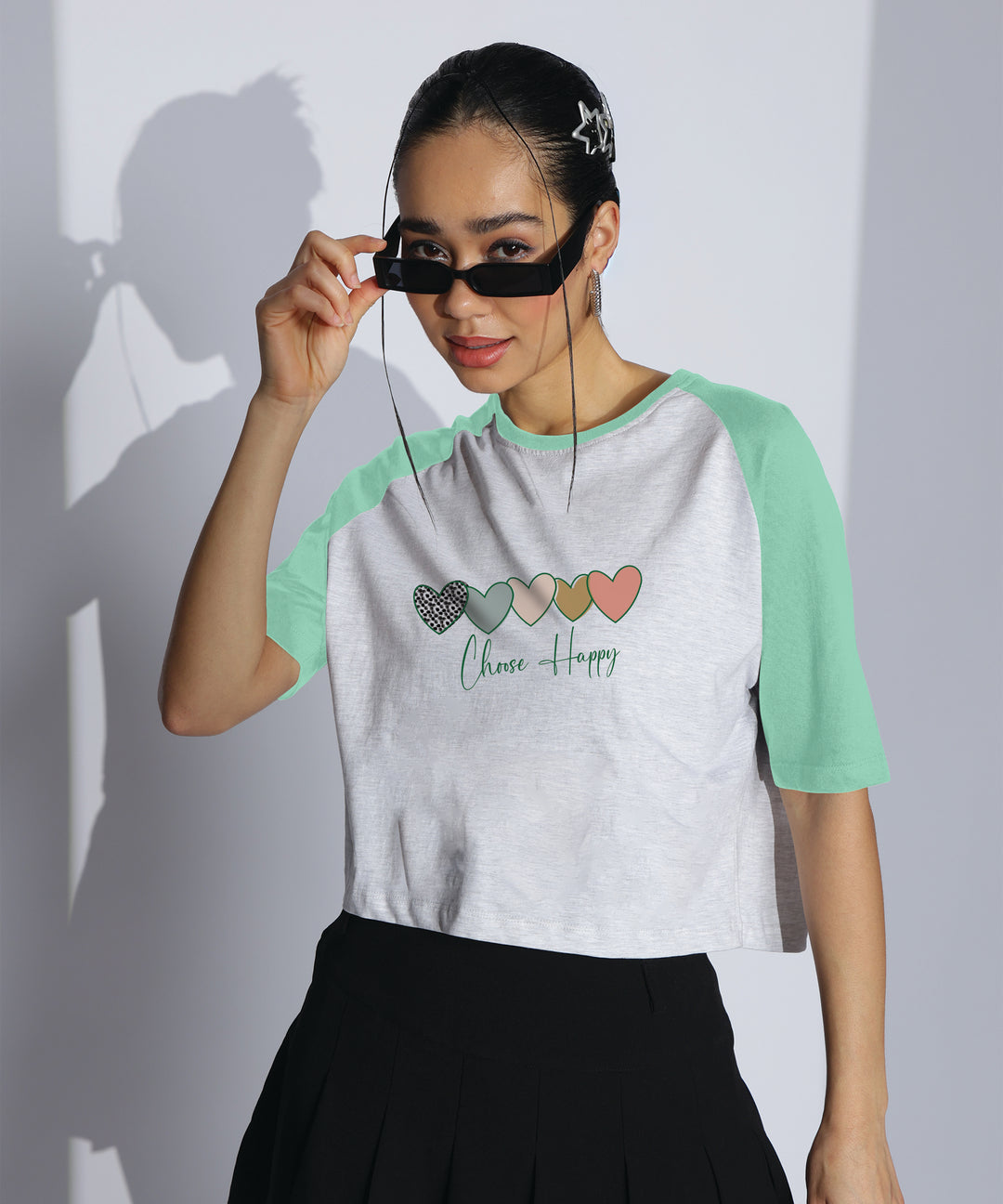 Womens Crop Top with Raglan Sleeve