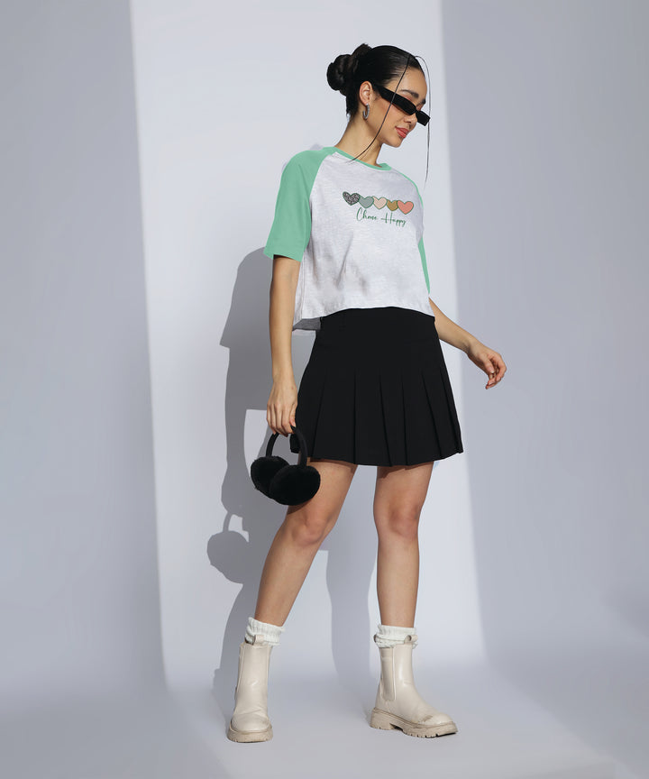 Womens Crop Top with Raglan Sleeve