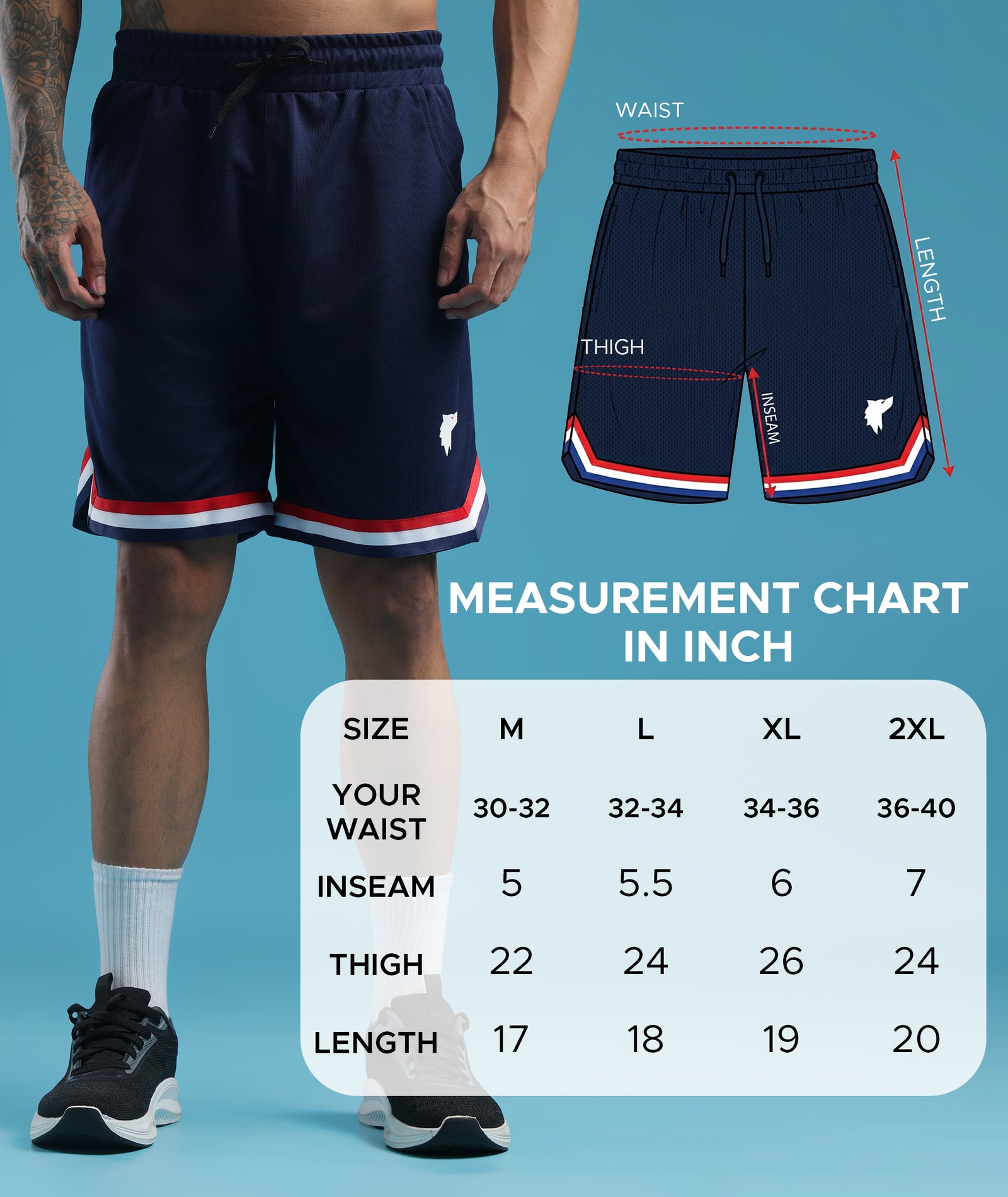 Mens Athletic Shorts with Pockets | Navy