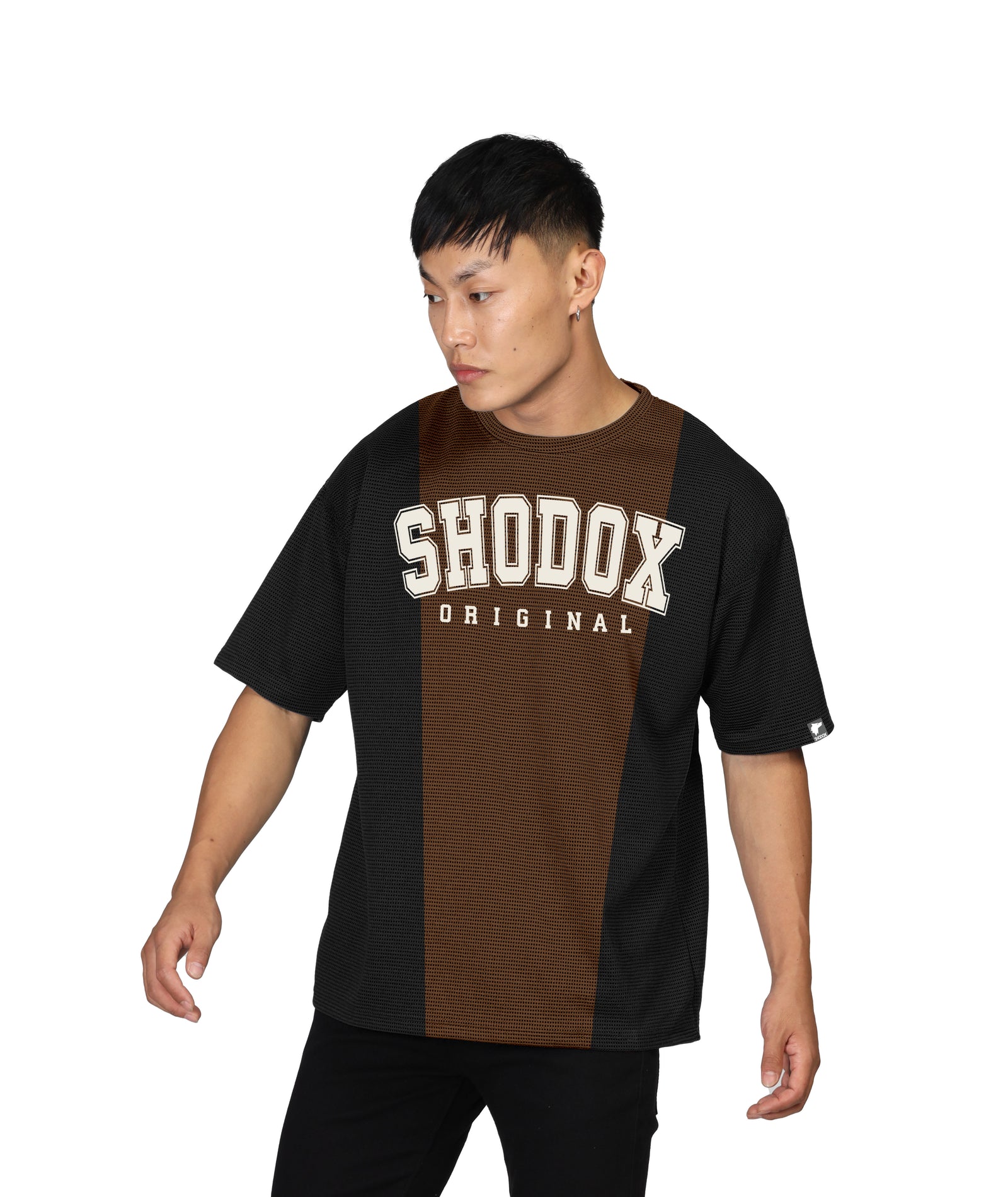 Mens Oversized Dotted T-Shirt | Brown