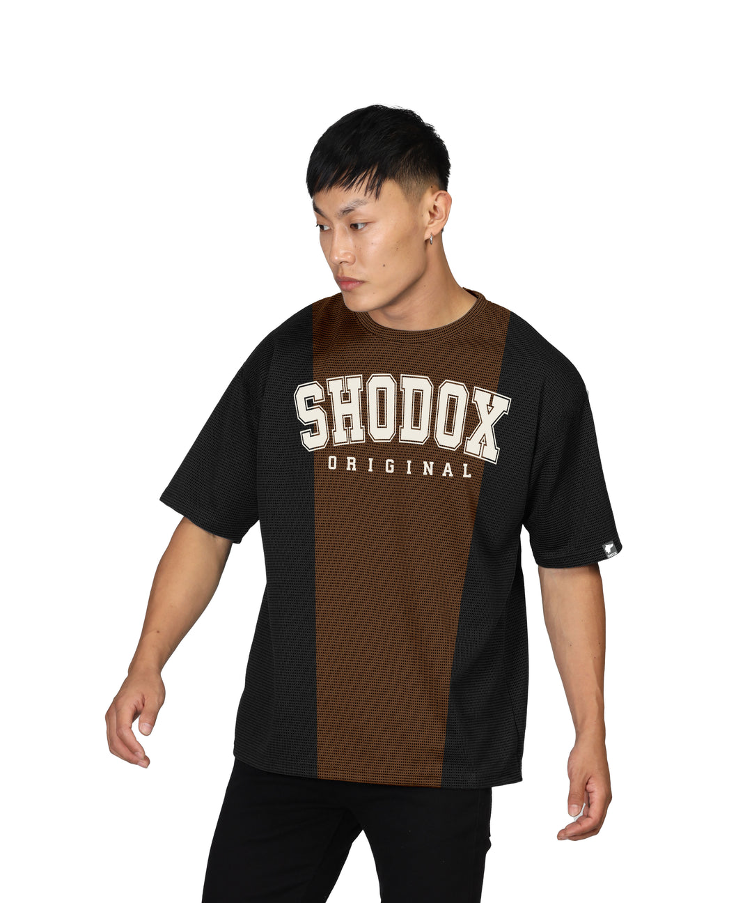 Mens Oversized Dotted T-Shirt | Brown