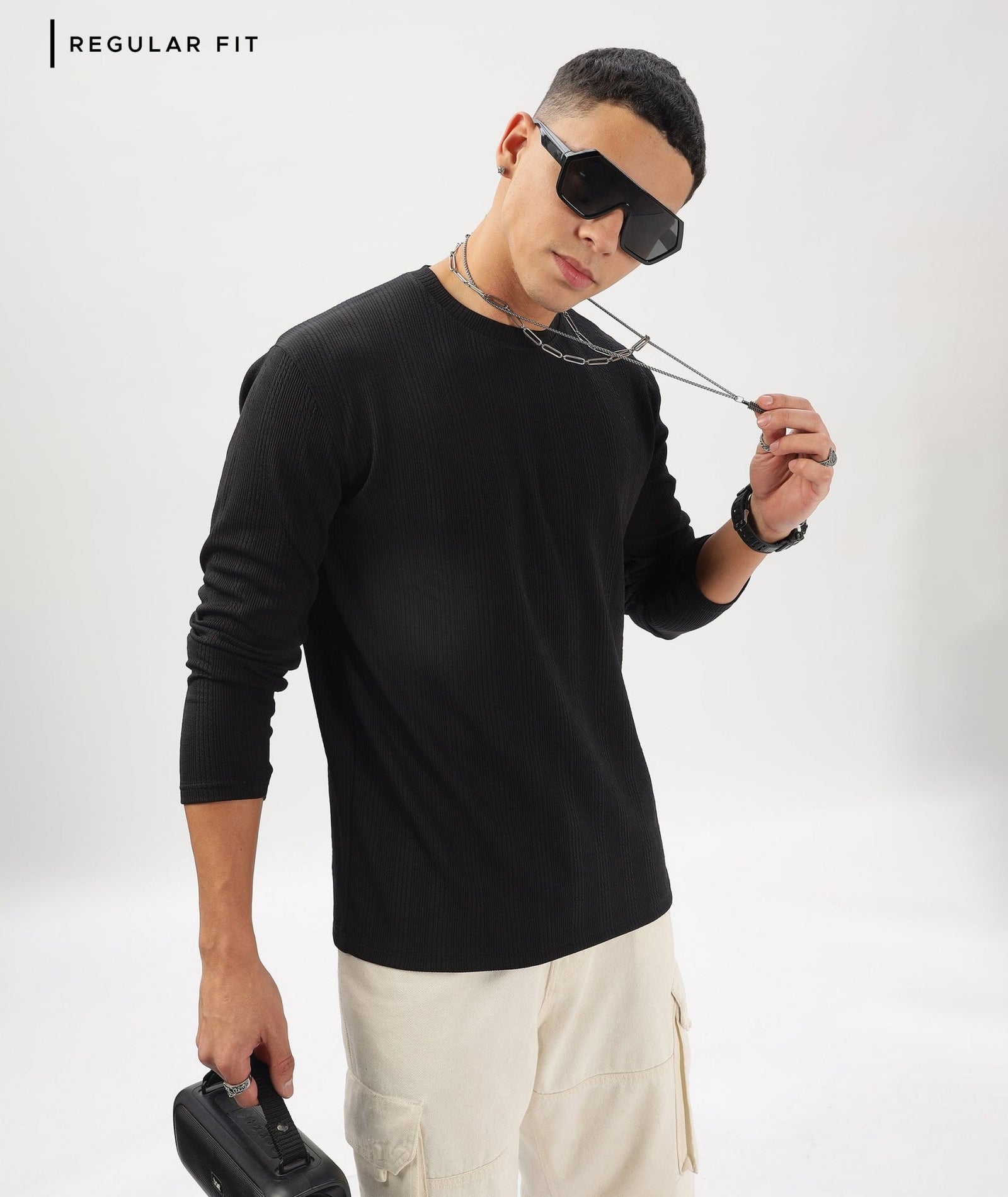 Men's Solid Full Sleeve Regular Fit T-Shirt