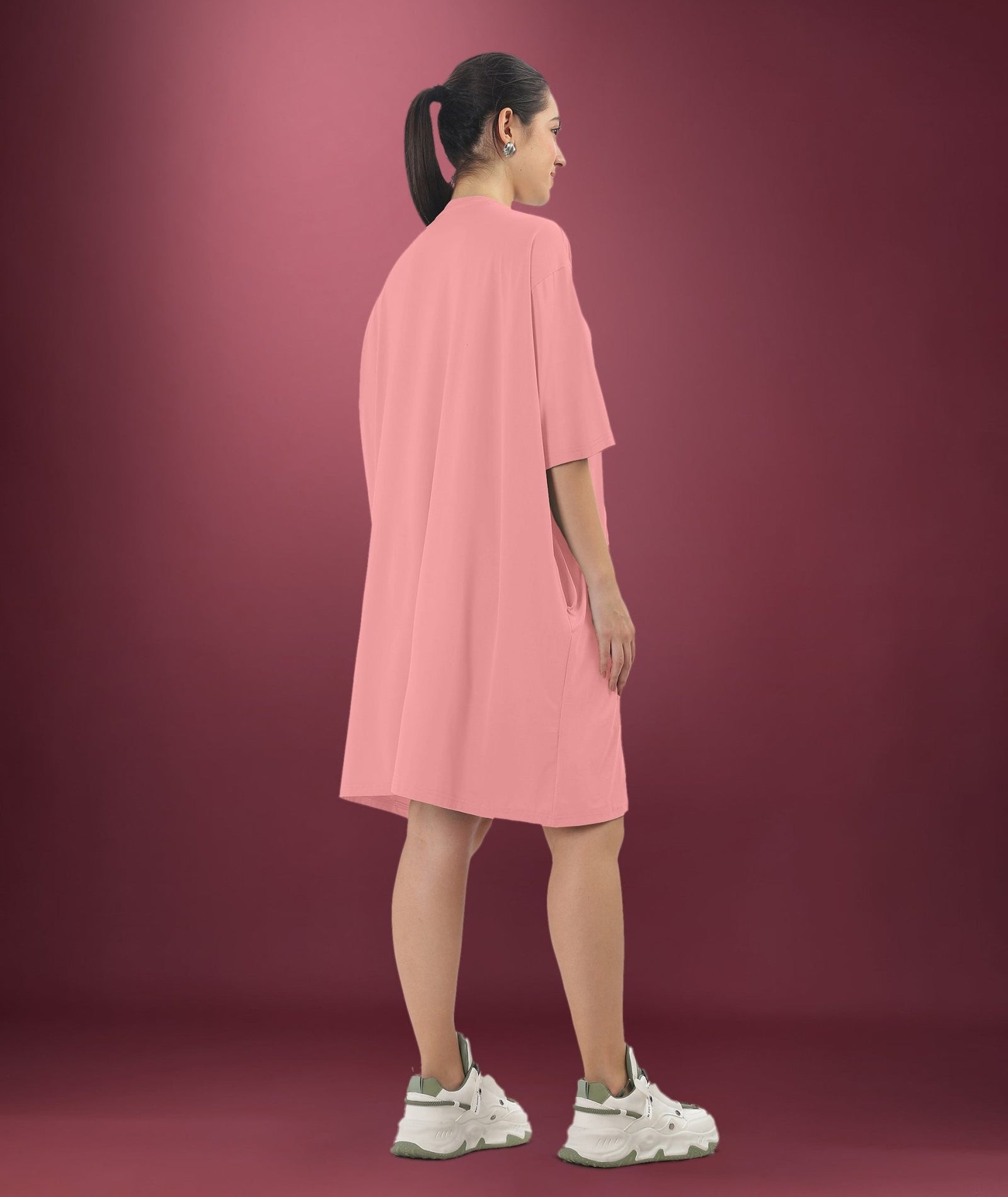 Womens Oversized Drop Shoulder T-Shirt with Side Pockets