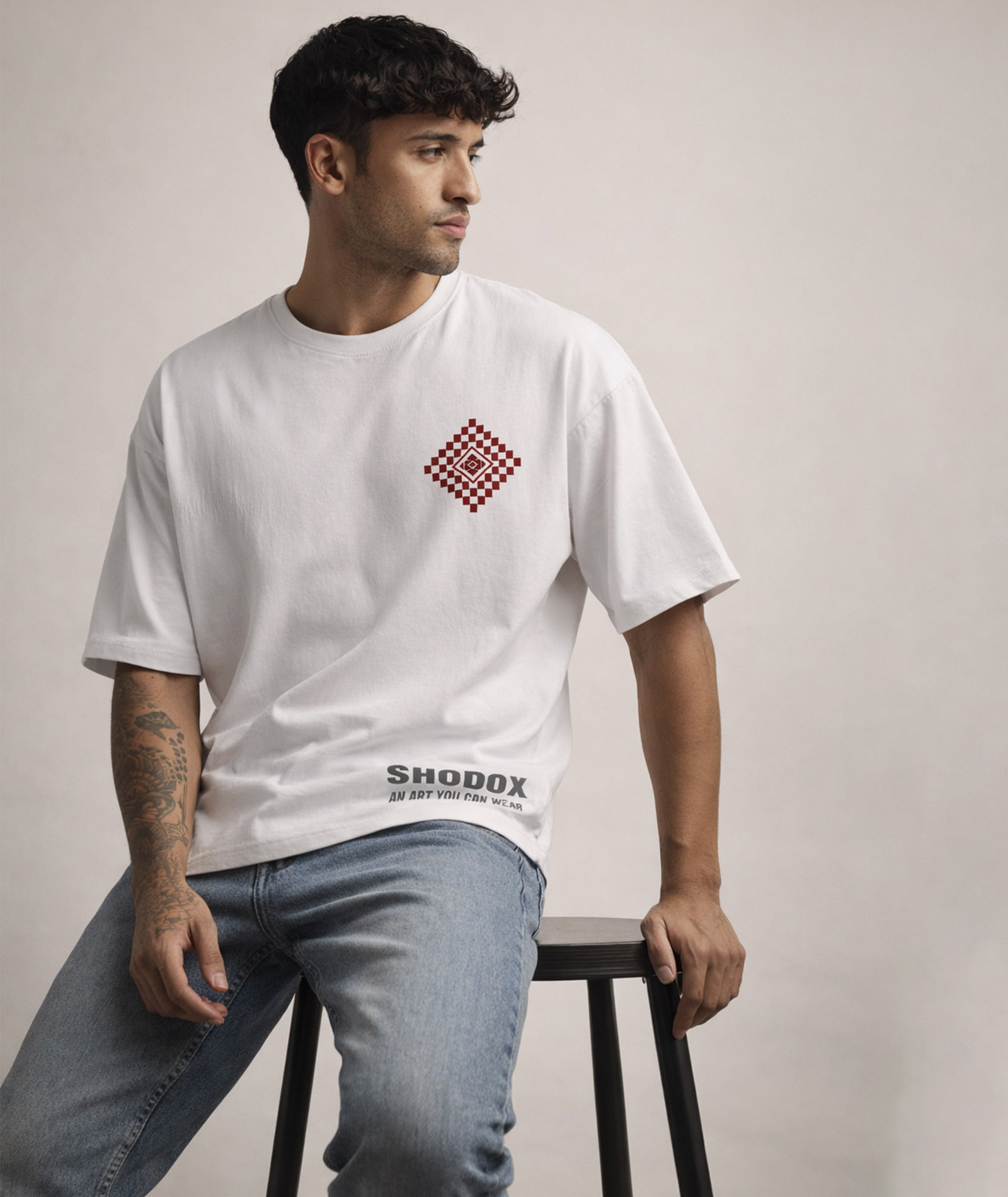 Mens Cotton Oversized Graphic T-Shirt | Front & Back Print