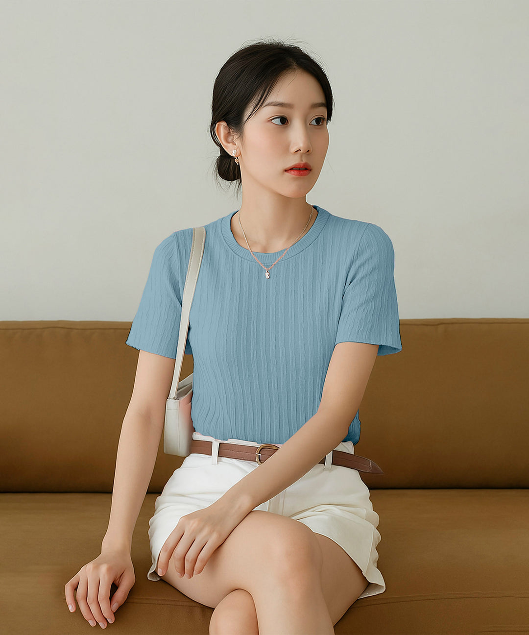 Womens Poly cotton Half Sleeve Solid T-Shirt