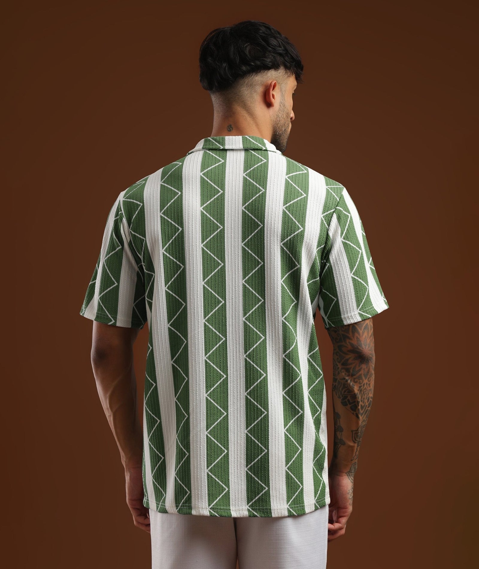 Mens Casual Striped Polo T-Shirt | Green