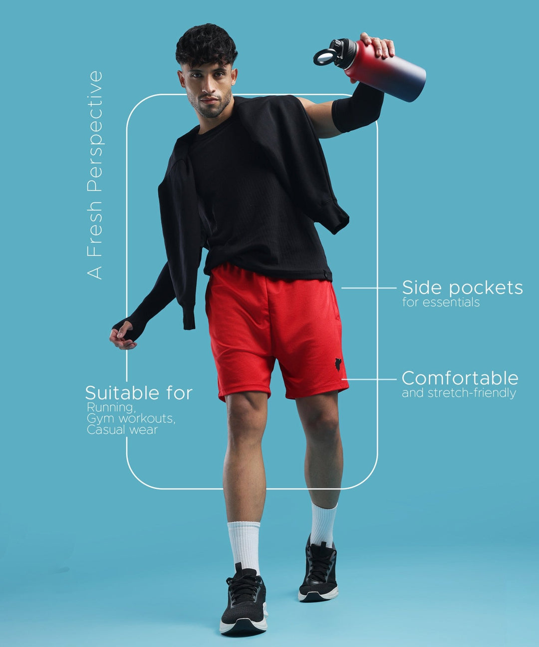 Mens Athletic Lightweight Shorts with Pockets | Red