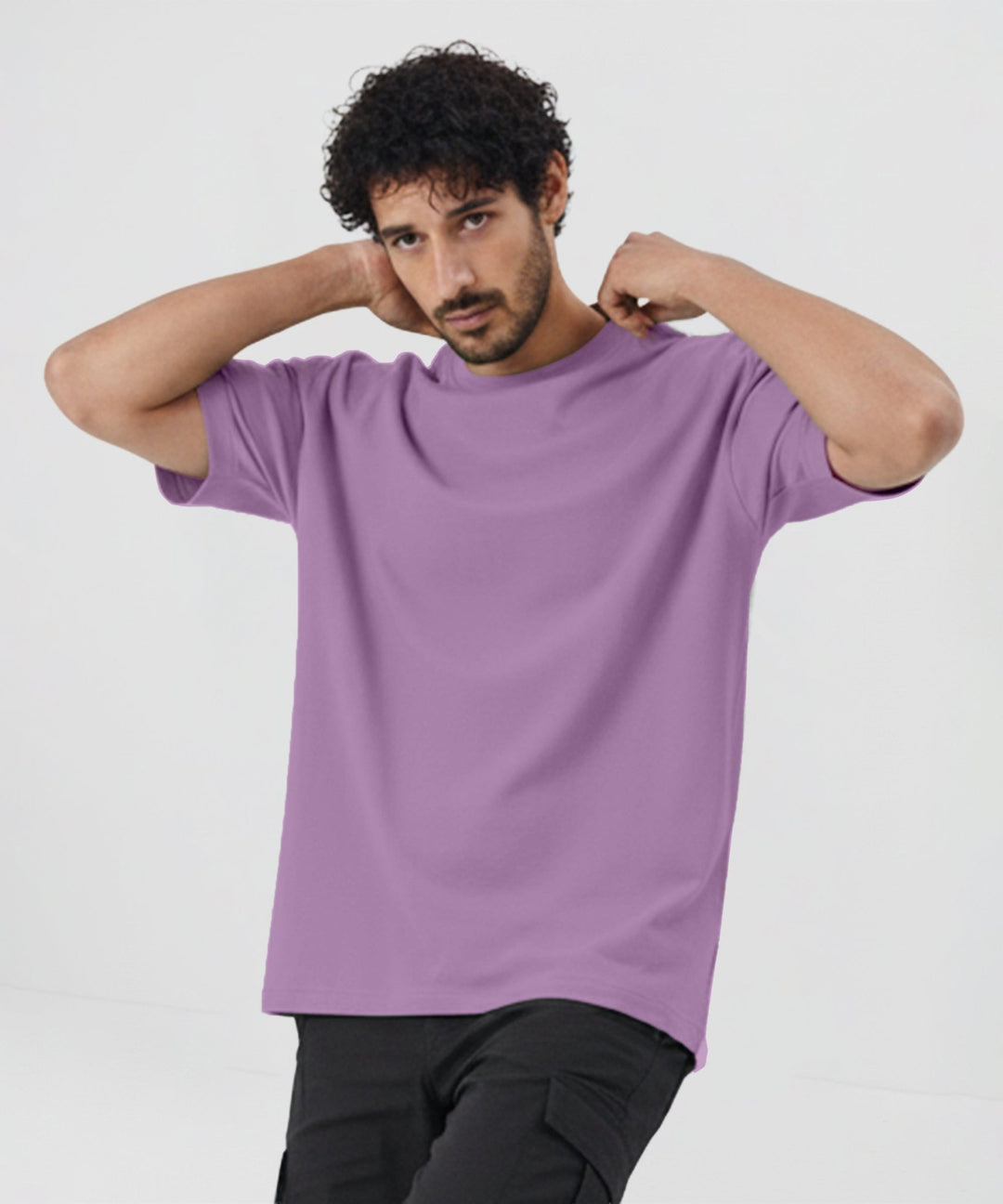 Men’s Solid Oversized T-Shirt | Lavender