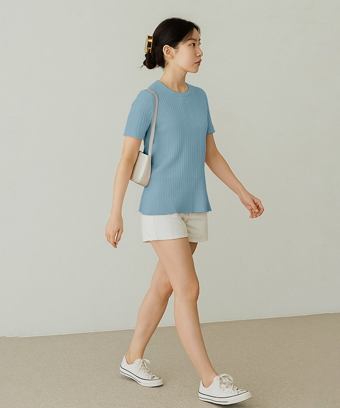 Womens Poly cotton Half Sleeve Solid T-Shirt