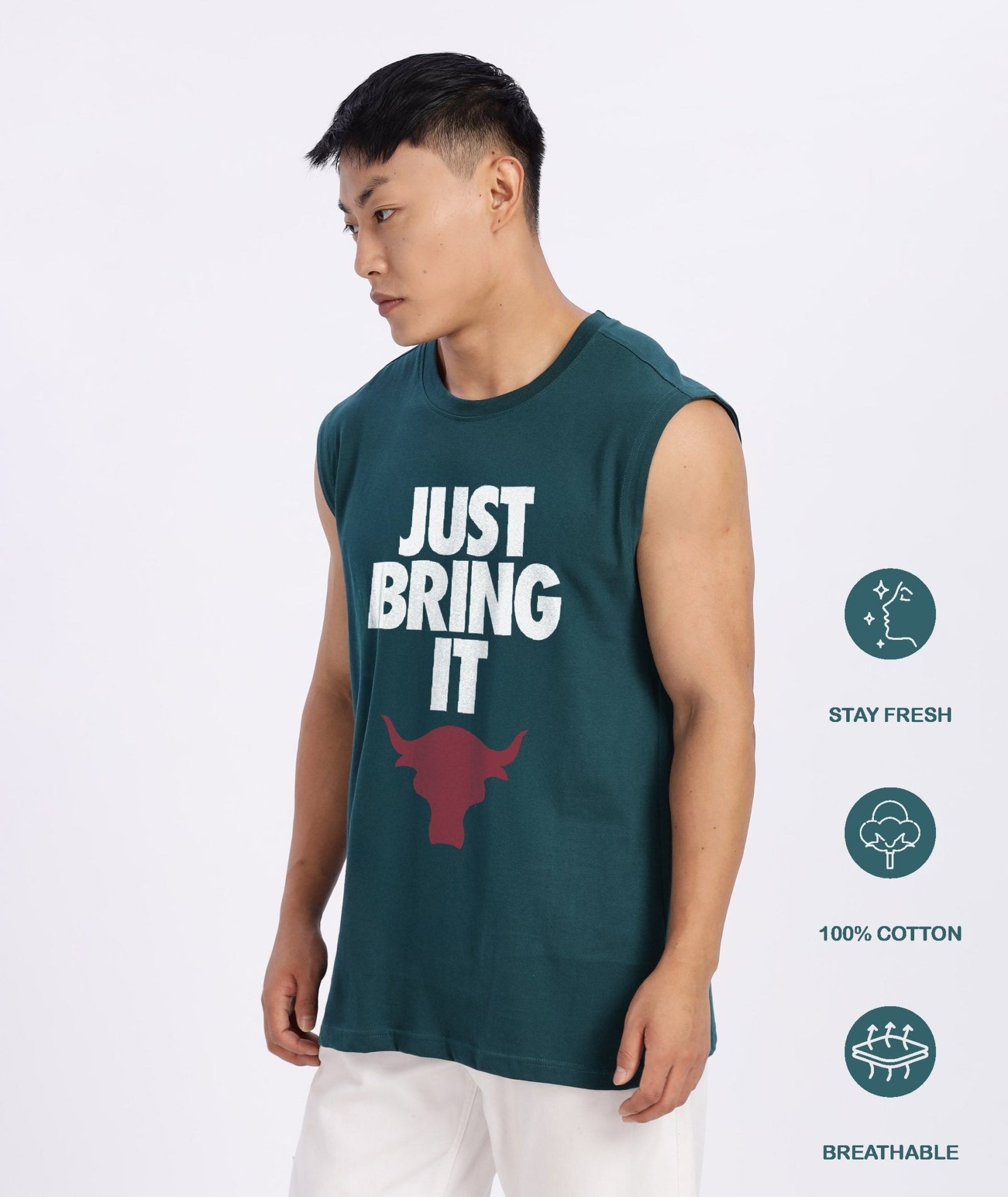 Peacock Green Mens Relaxed Fit Tank