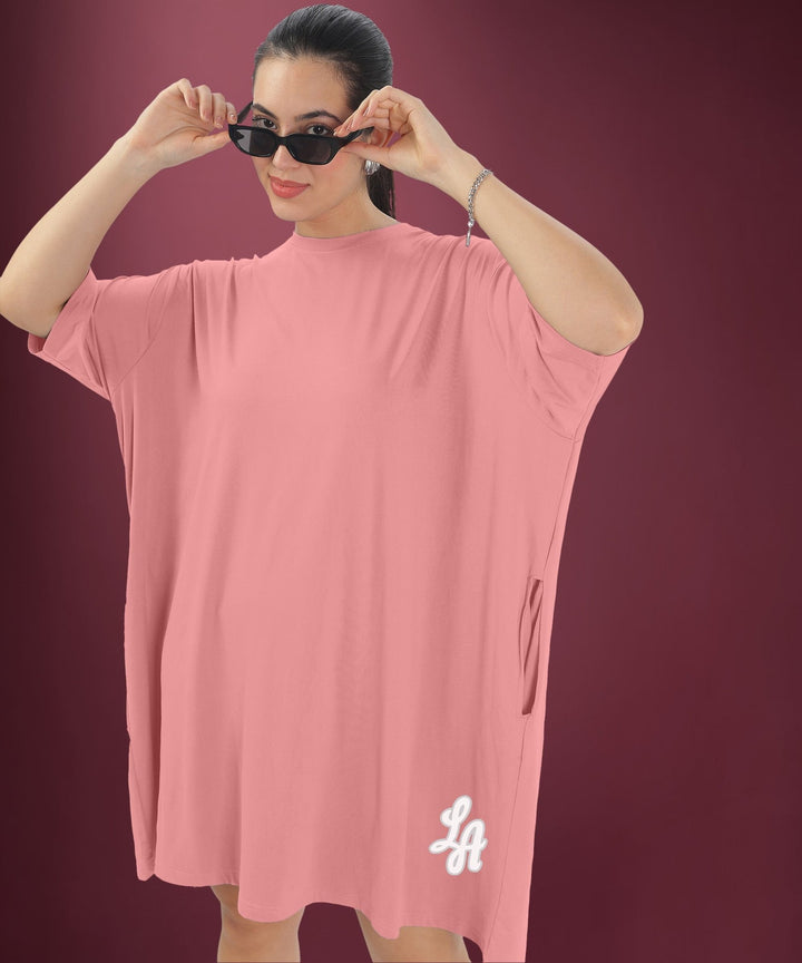 Womens Oversized Drop Shoulder T-Shirt with Side Pockets