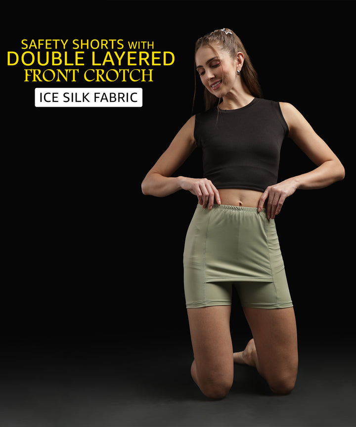 Womens Seamless Safety Shorts | Light Olive