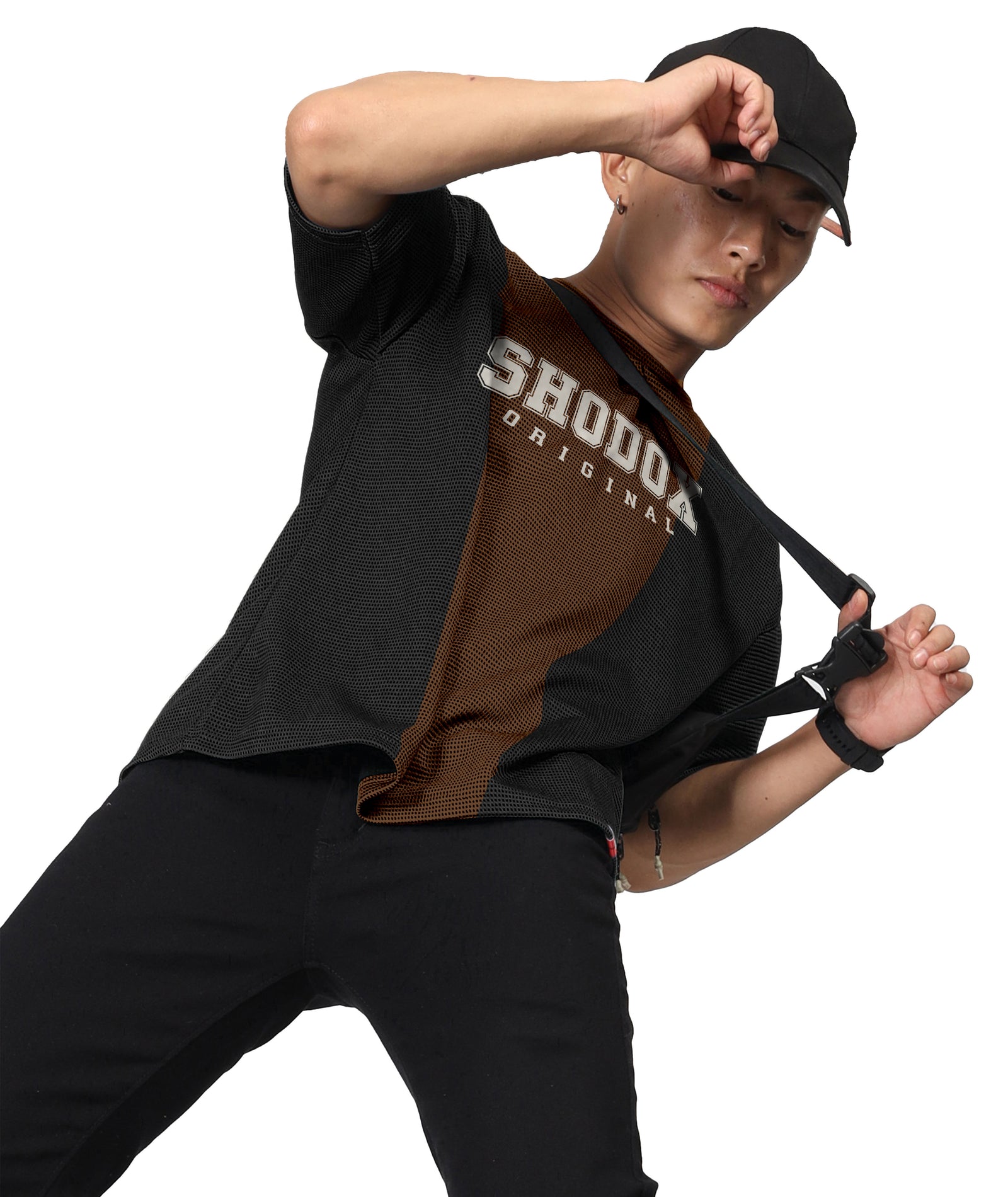 Mens Oversized Dotted T-Shirt | Brown