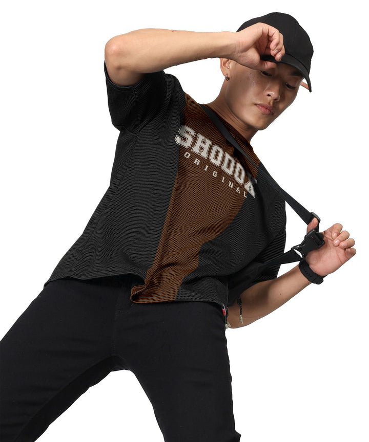 Mens Oversized Dotted T-Shirt | Brown