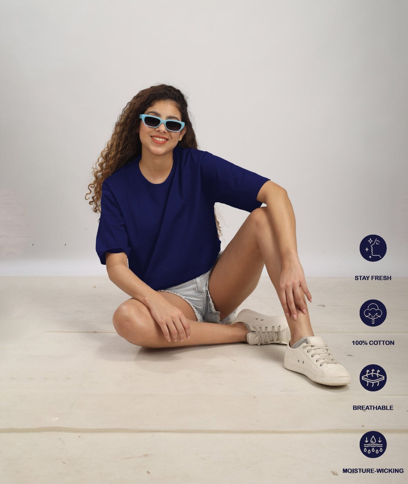 Womens Oversized Dark Blue Tshirt