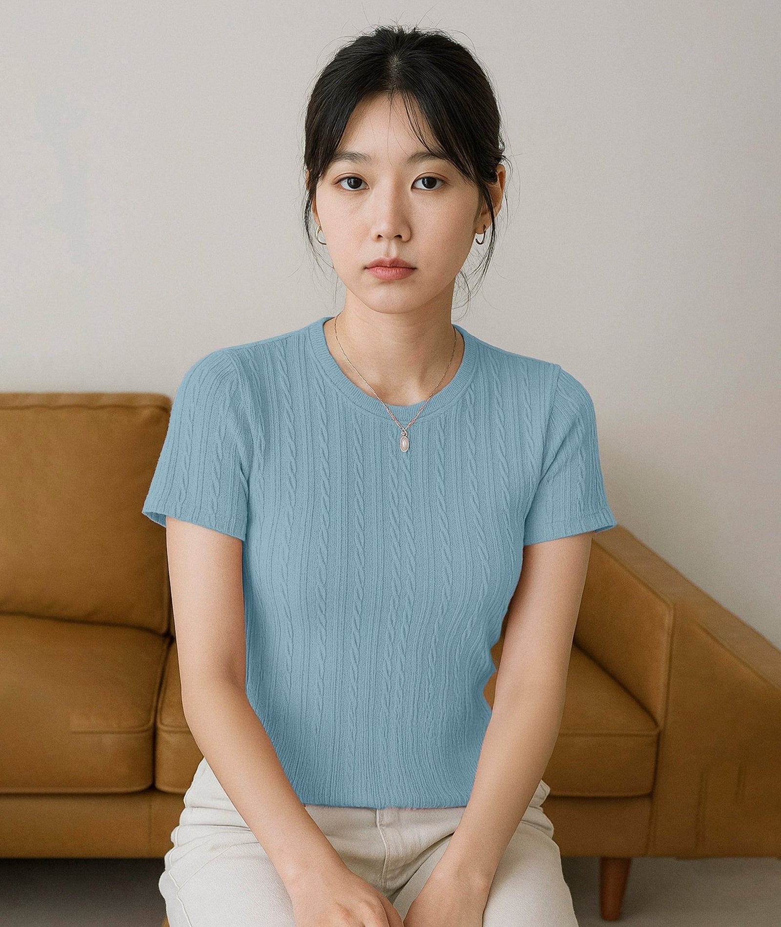 Womens Poly cotton Half Sleeve Solid T-Shirt