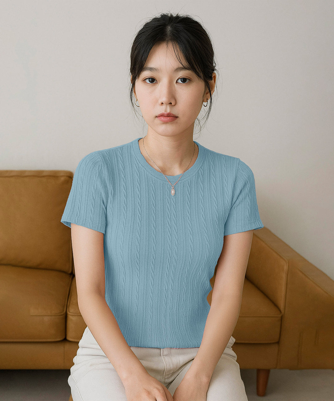 Womens Poly cotton Half Sleeve Solid T-Shirt
