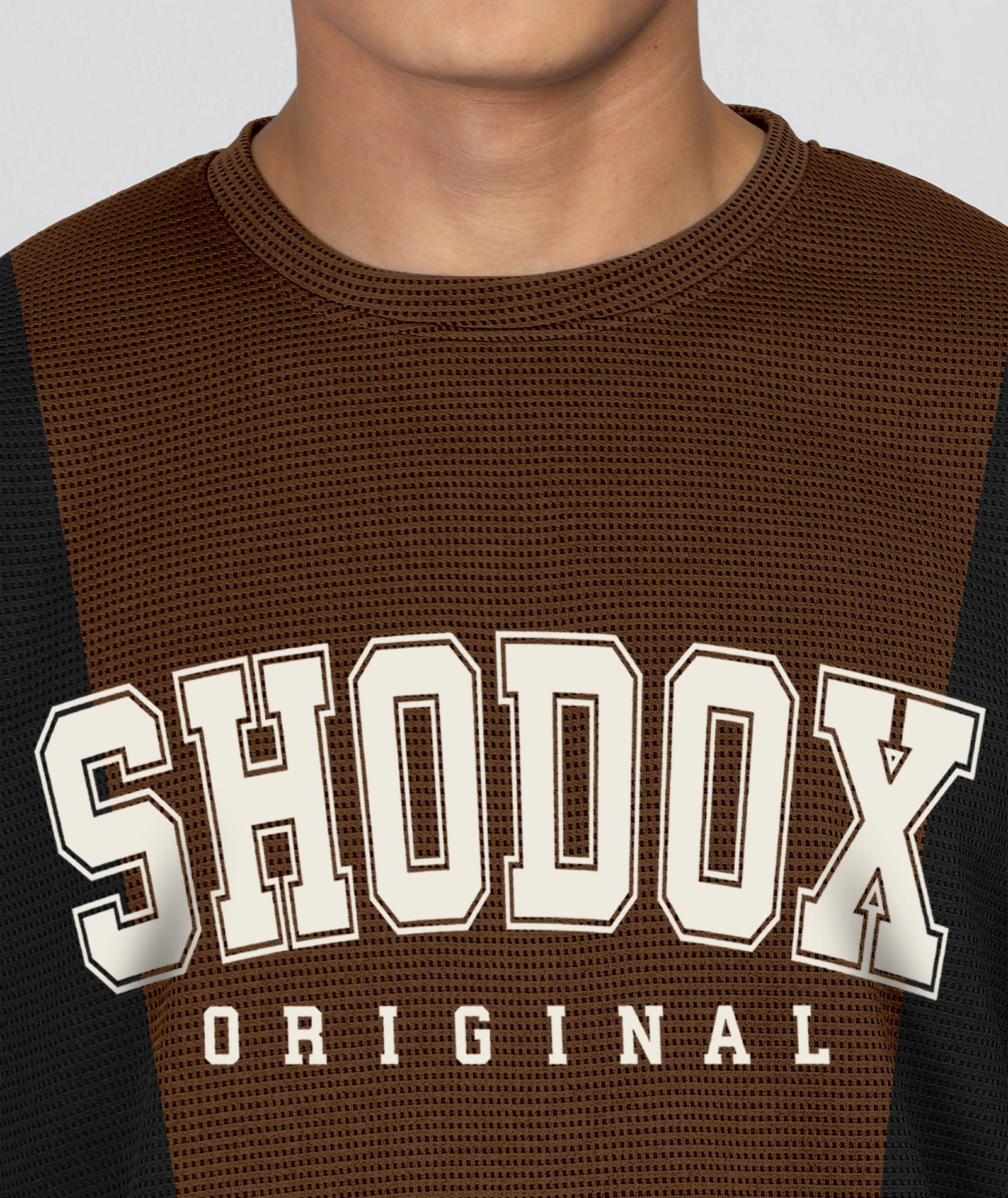 Mens Oversized Dotted T-Shirt | Brown