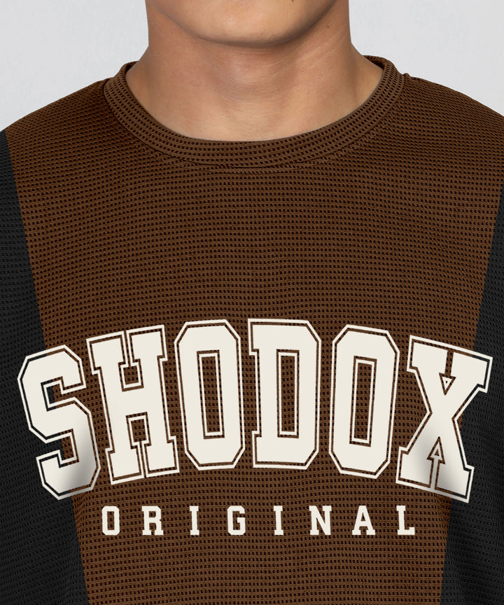 Mens Oversized Dotted T-Shirt | Brown