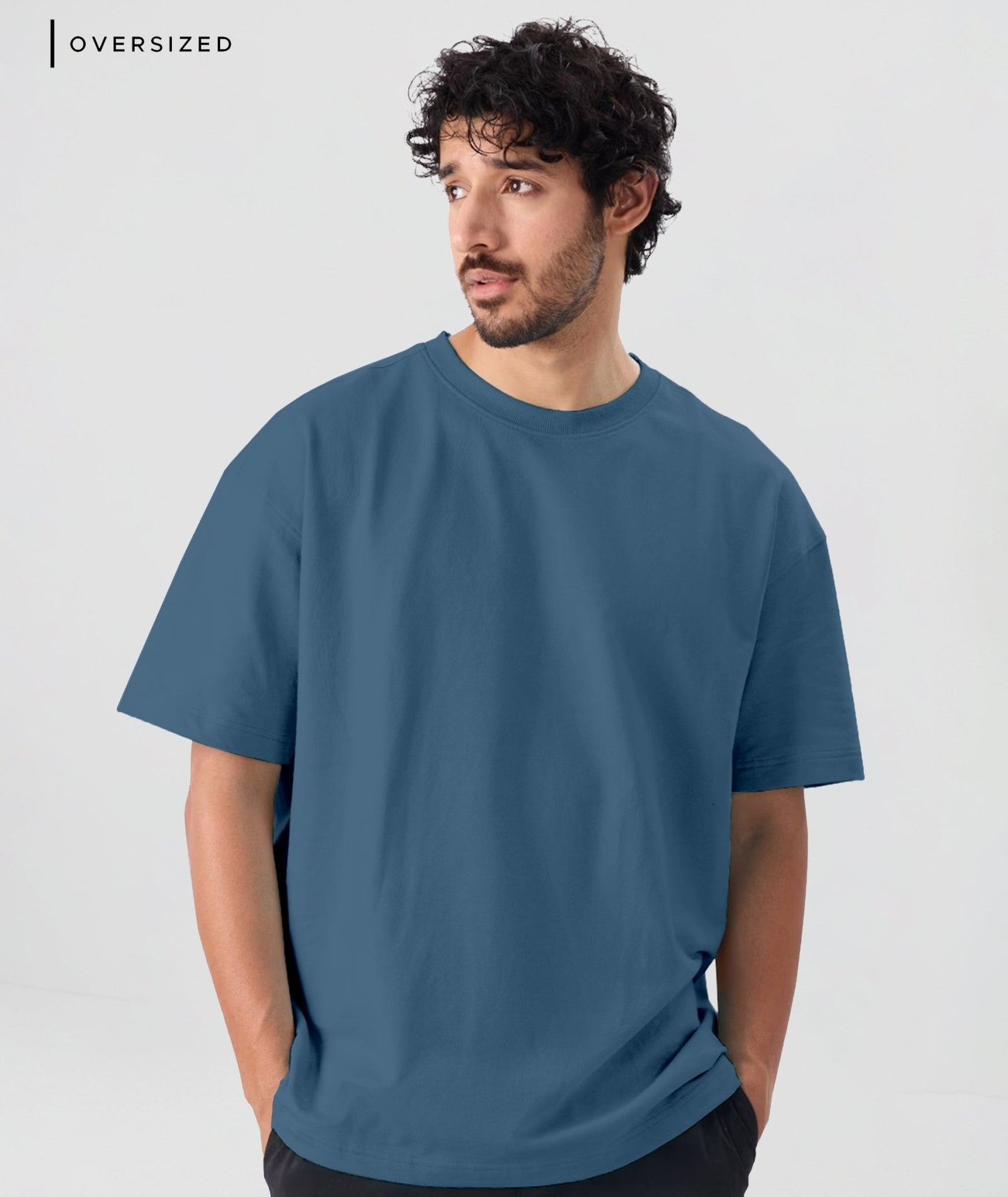 Men’s Solid Oversized T-Shirt | Smoke Blue