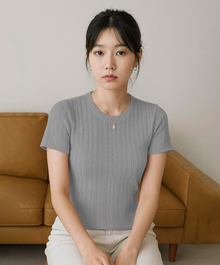 Womens Poly cotton Half Sleeve Solid T-Shirt