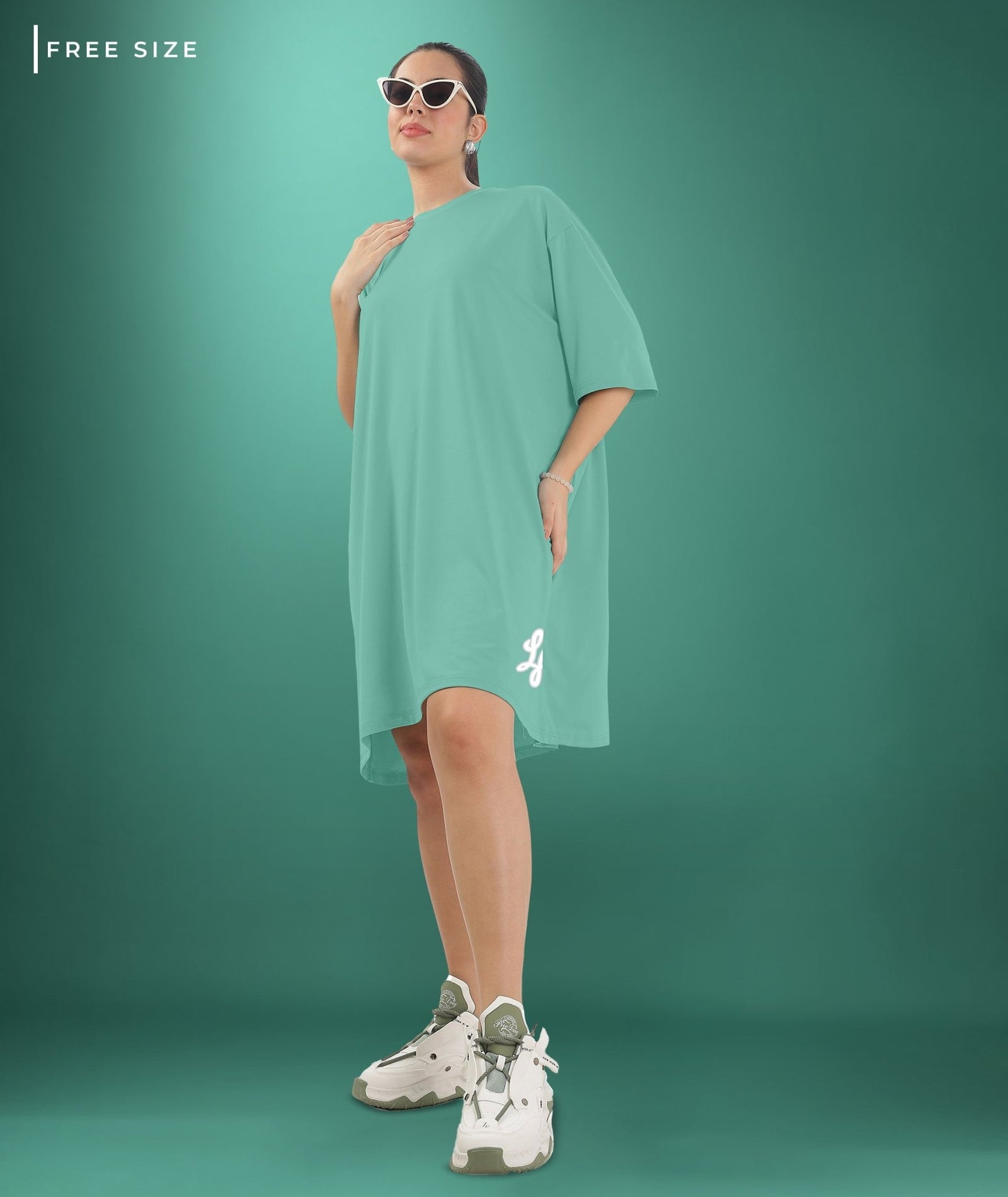 Womens Oversized Drop Shoulder T-Shirt with Side Pockets