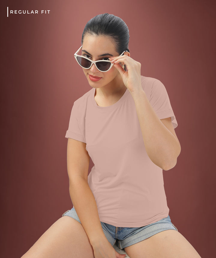 Womens Regular Fit Beige Tshirt