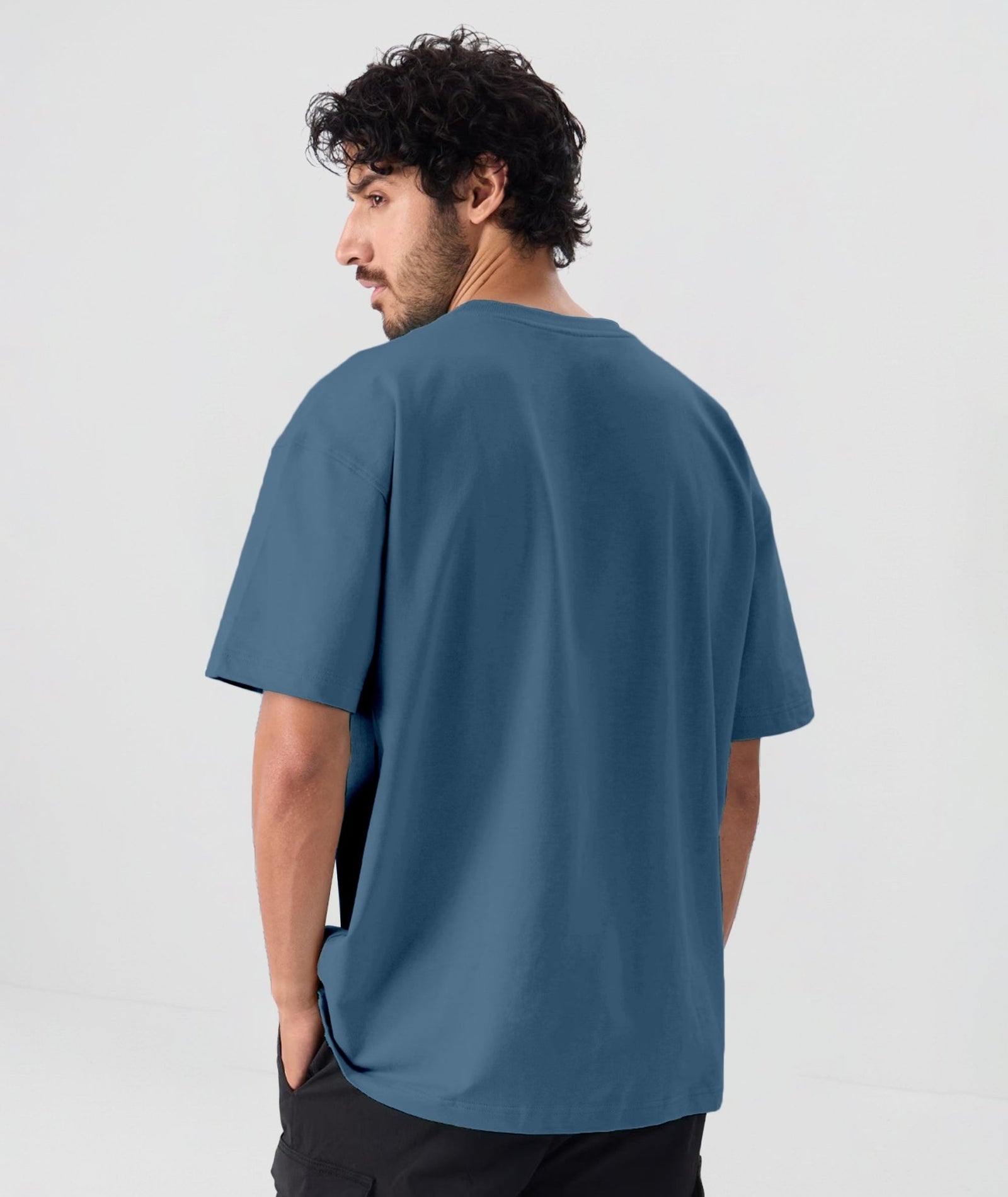 Men’s Solid Oversized T-Shirt | Smoke Blue