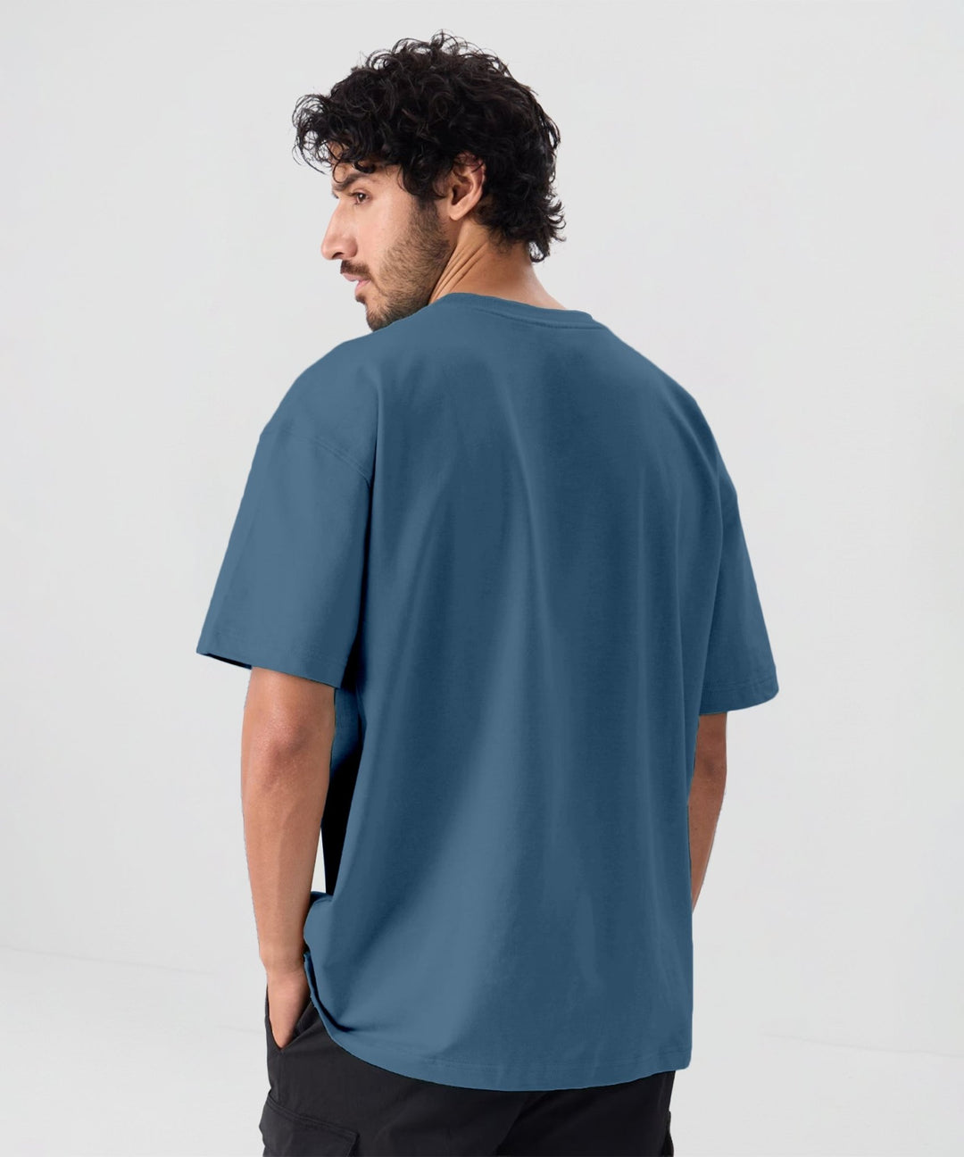 Men’s Solid Oversized T-Shirt | Smoke Blue