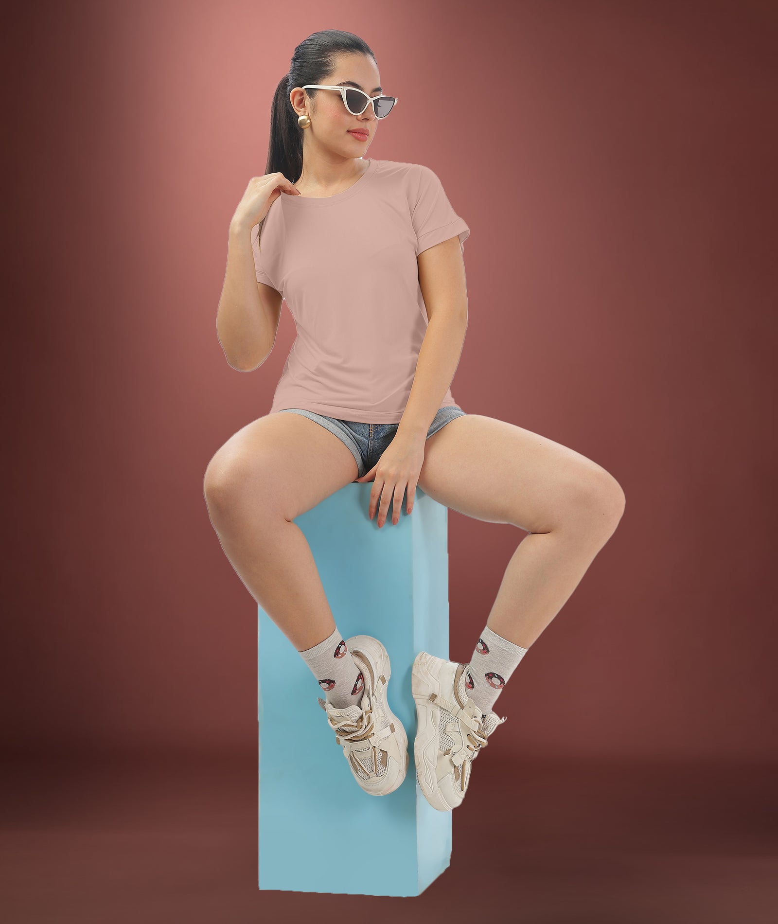 Womens Regular Fit Beige Tshirt