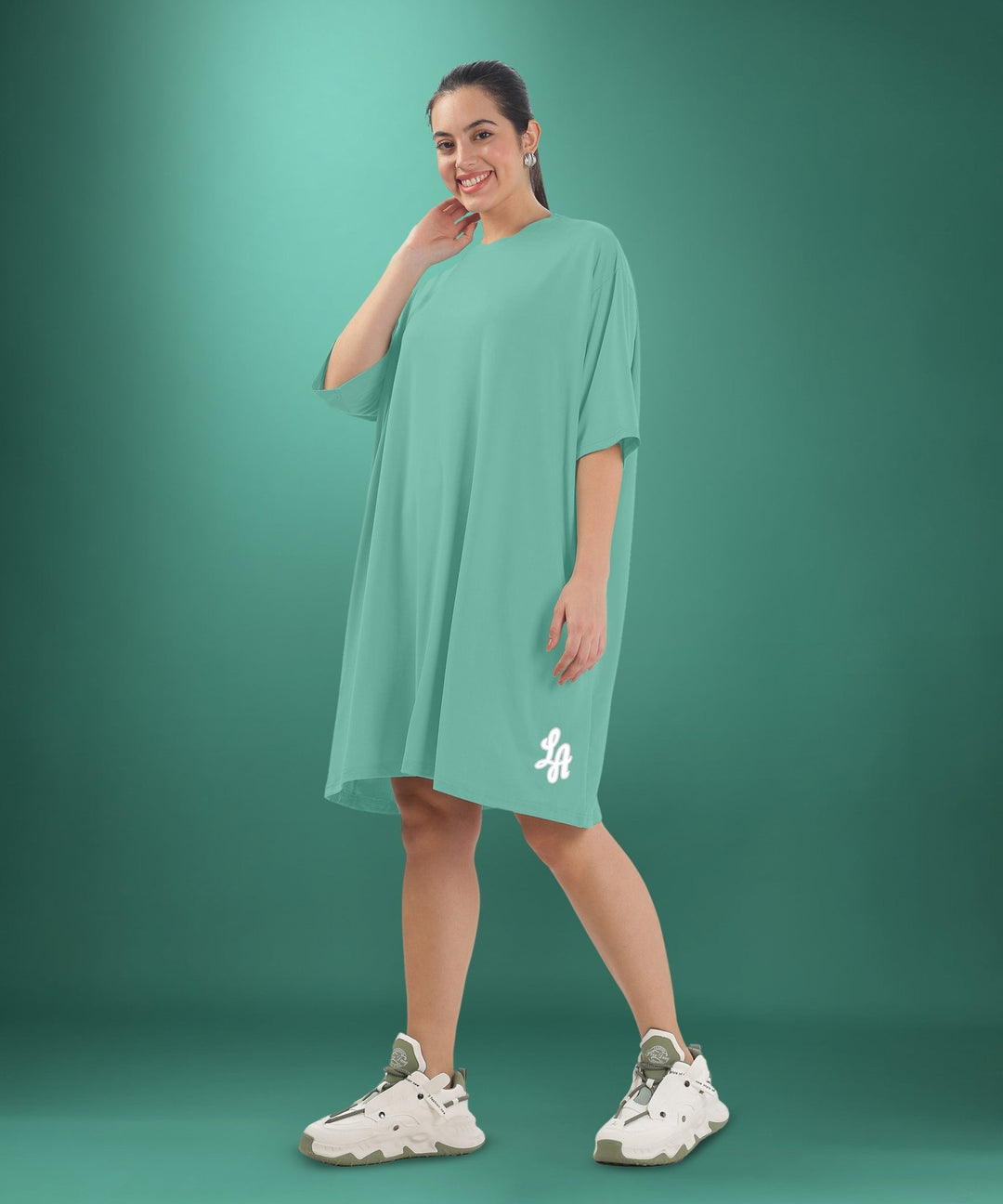 Womens Oversized Drop Shoulder T-Shirt with Side Pockets
