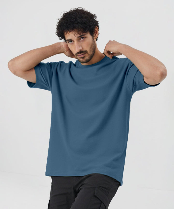 Men’s Solid Oversized T-Shirt | Smoke Blue