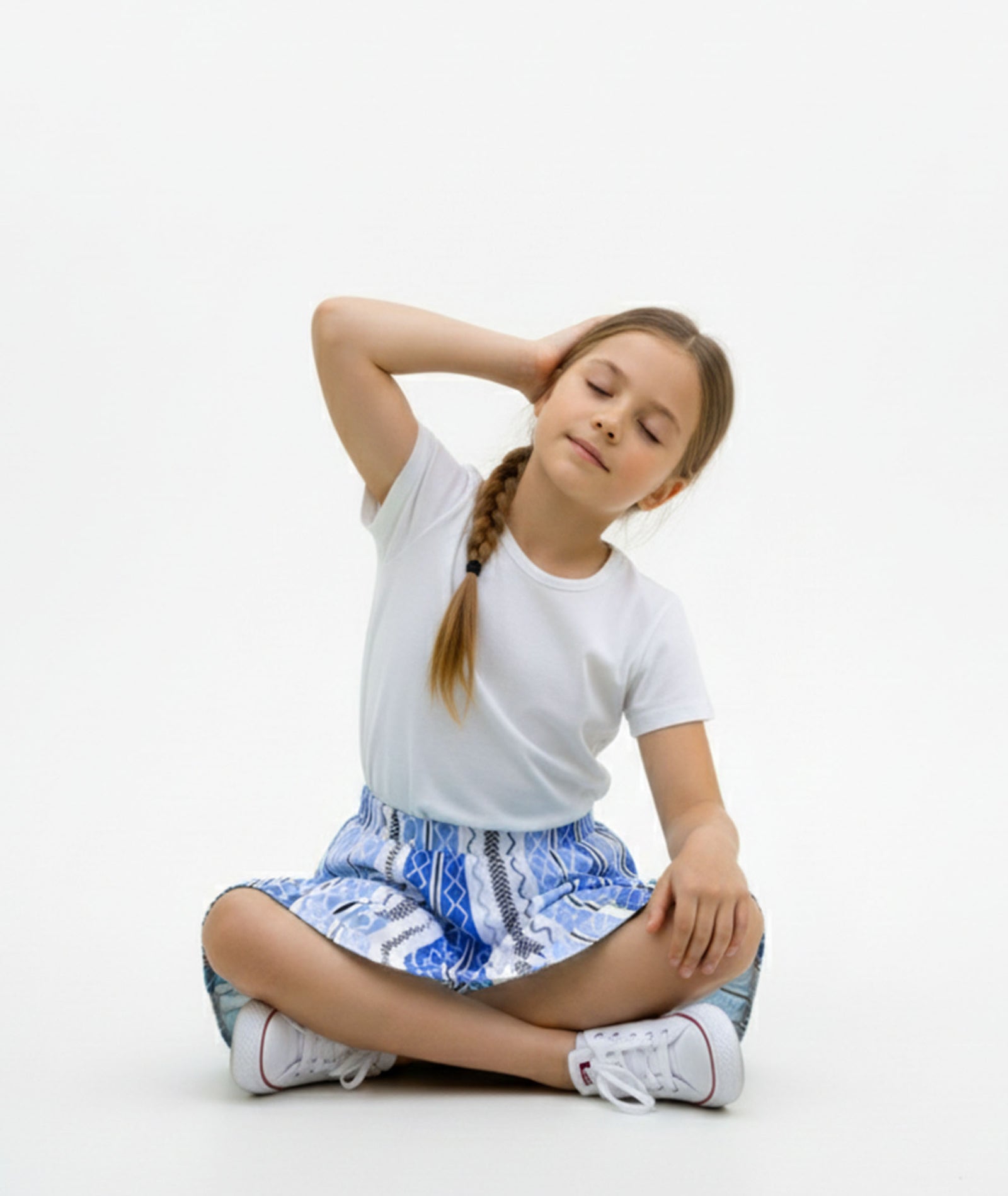 Girls Printed Skirt with Inner Shorts | Stretch Waist | Blue