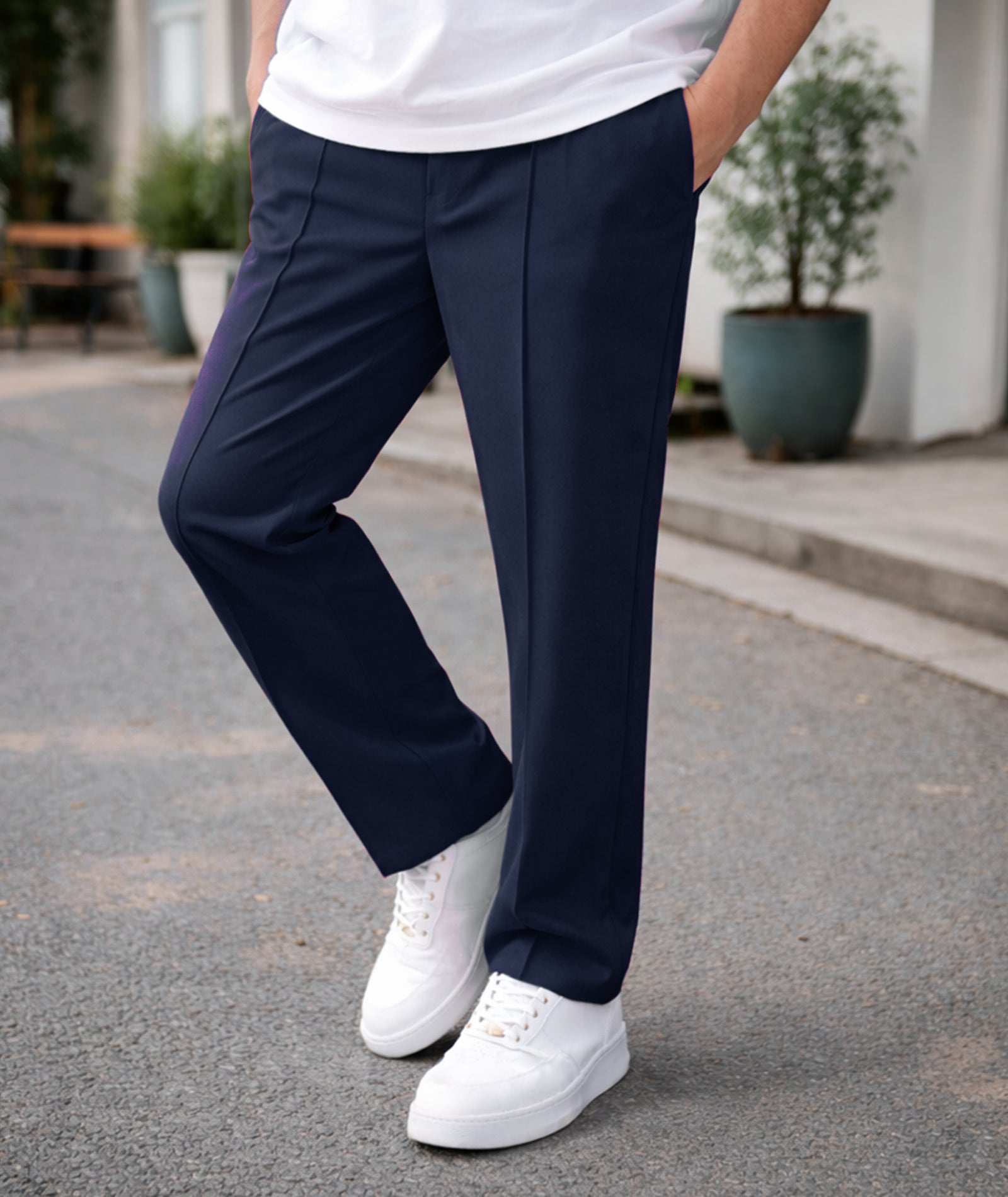 Mens Relaxed Fit Track Pants with Pockets | Navy
