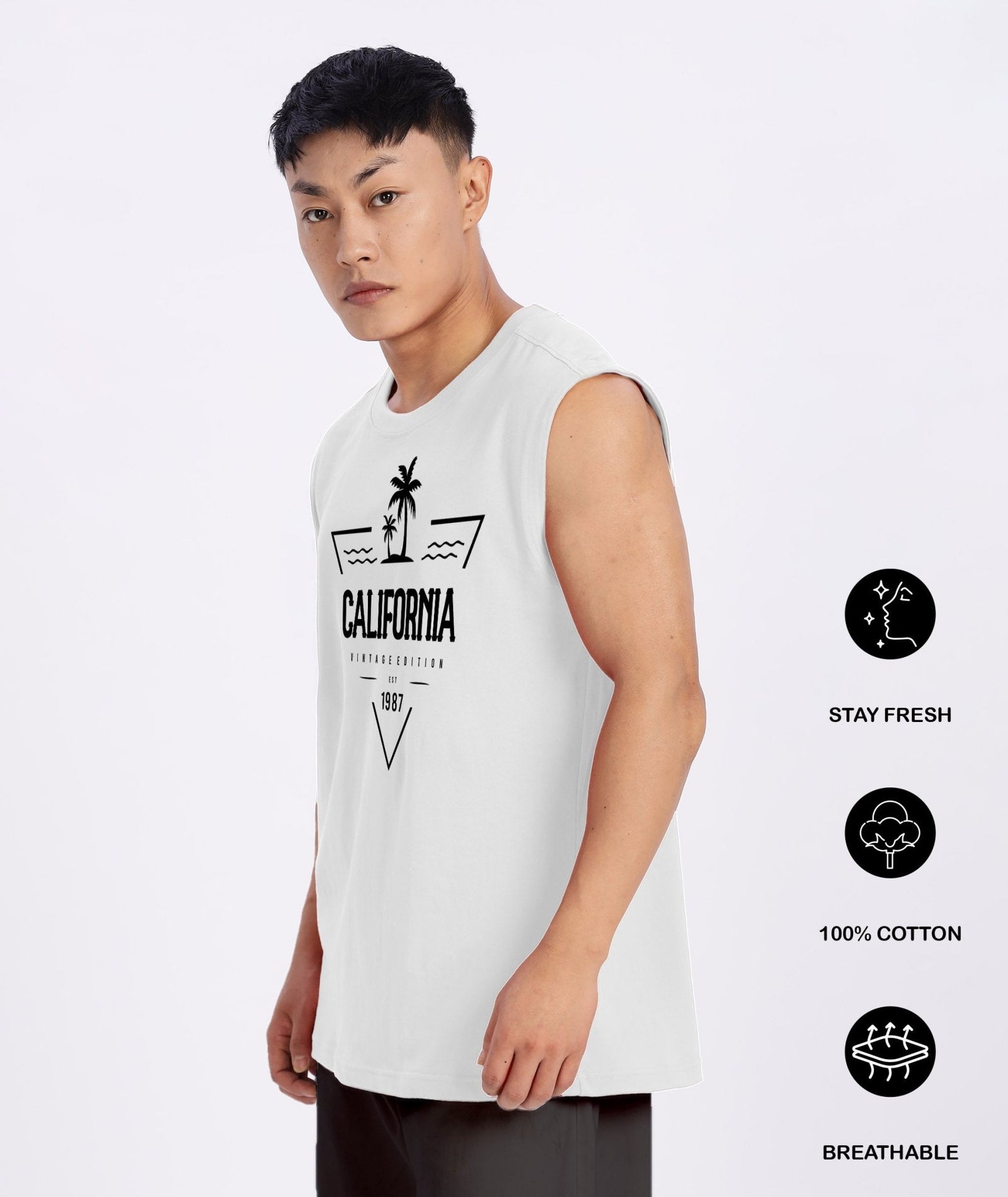 White Mens Relaxed Fit Tank
