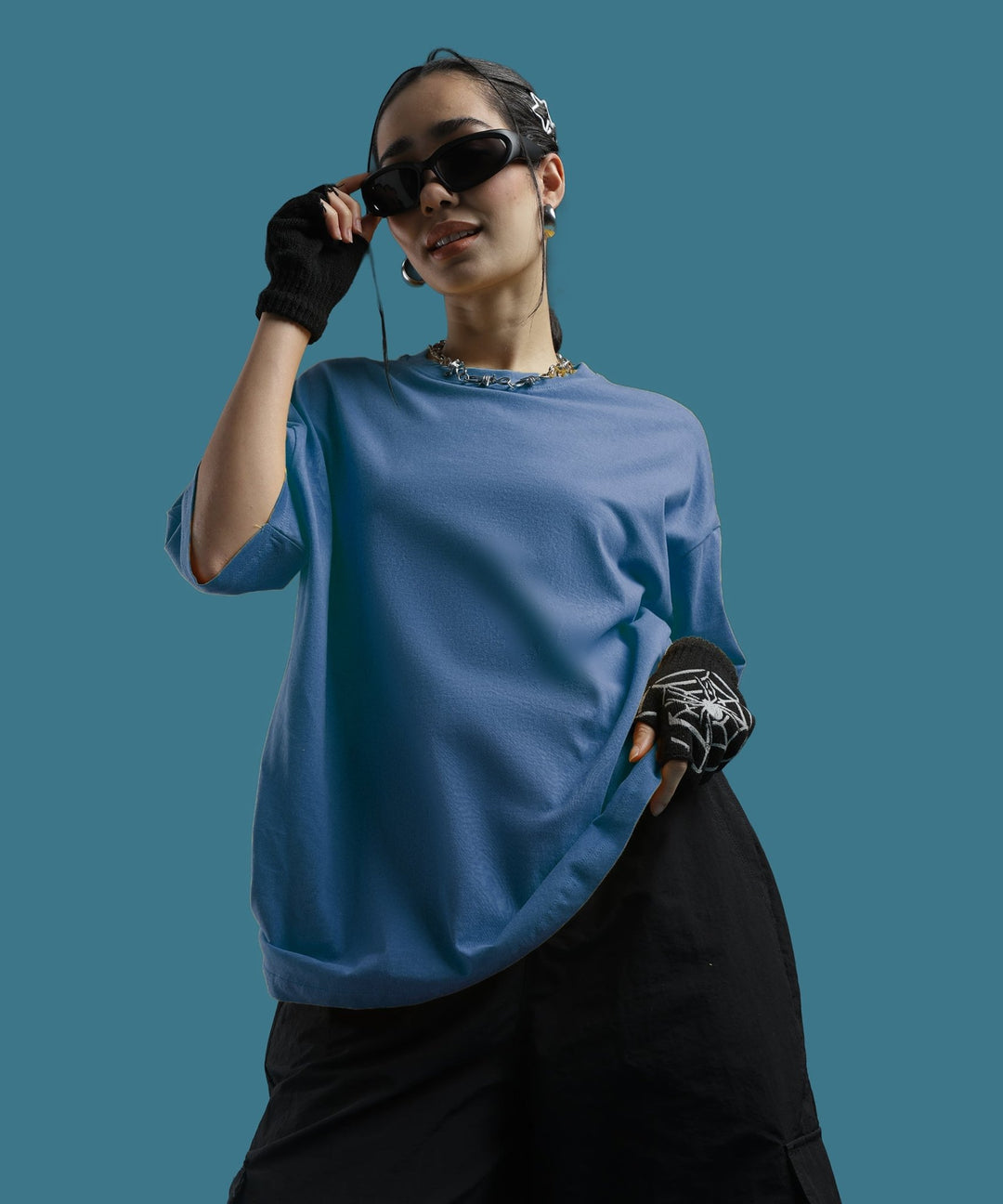 Womens Super Oversized Tshirt | Smoke Blue